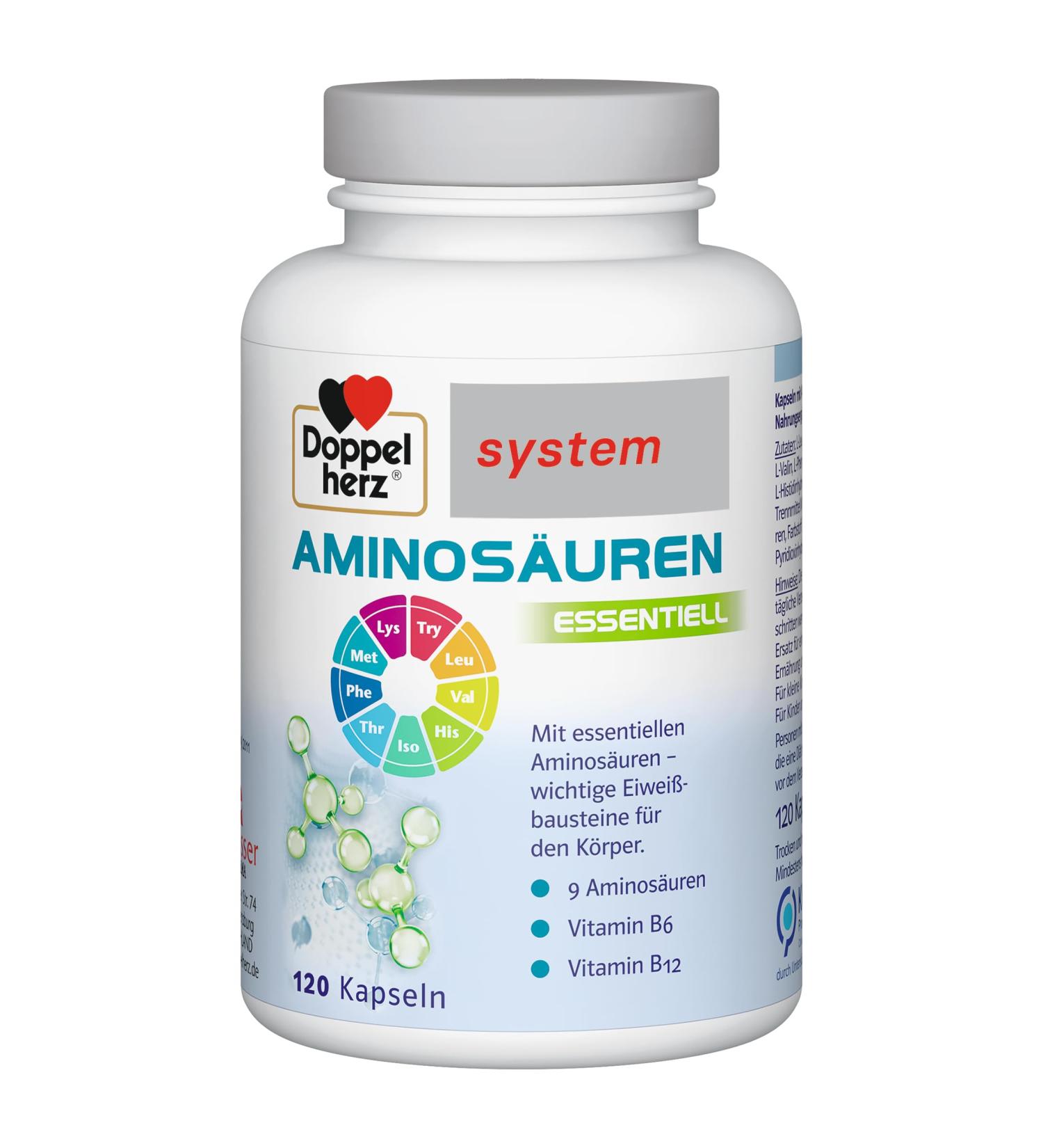 Doppelherz System Amino Acids Essential Plus Vitamin B6 & B12 for Metabolism 120 Capsules - International Shipping Available - Buy Online on GoSupps.com