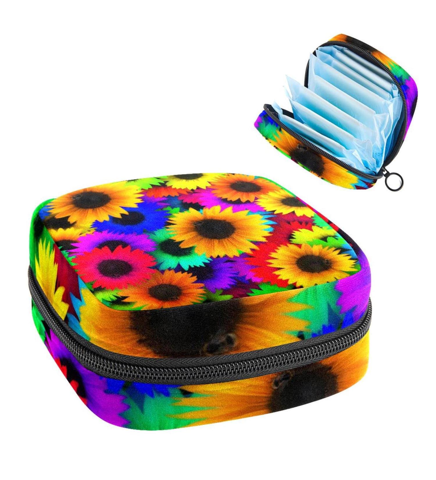 Anna Cowper Sunflower Pattern Menstrual Cup Pouch - Multi-Colored Sanitary Napkin Storage Bag for Women and Teens - Buy Online on GoSupps.com