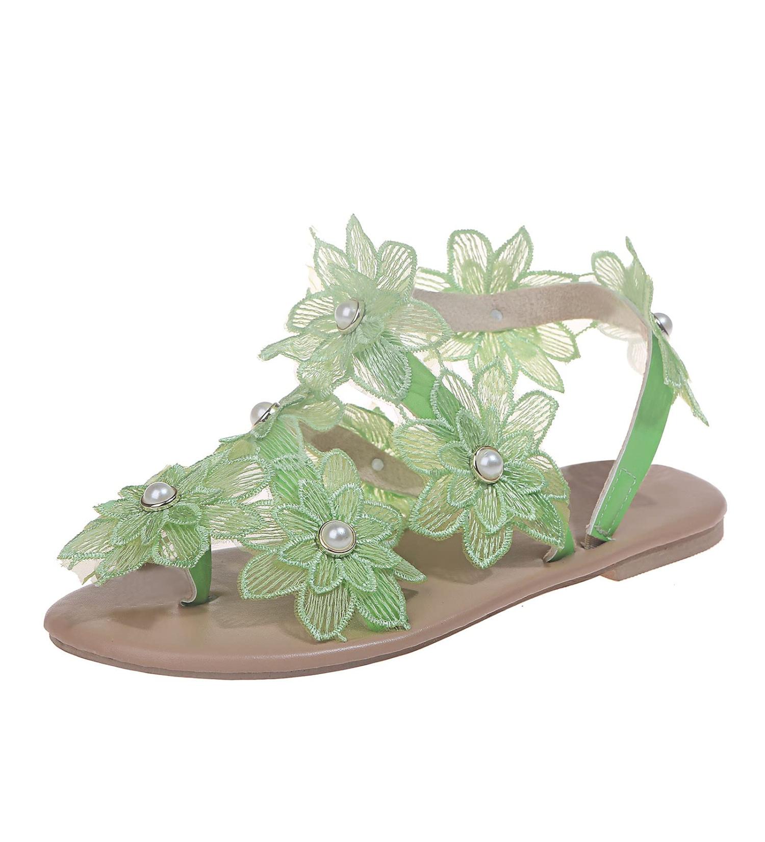 Women's Haiorziyou Toe Separator Sandals - Bohemian Green Beach Flip Flops with Floral Design - Summer Leisure Slip-On Open Toe Shoes (40 EU) - Buy Online on GoSupps.com