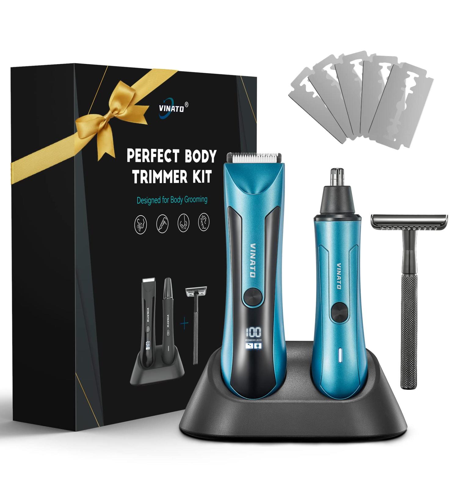 VINATO Electric Trimmer Tool Set - All-in-One Grooming Kit for Men | Body Nose & Beard Trimmer | Perfect Anniversary & Birthday Gifts for Him - Husband Boyfriend Dad - Blue - Buy Online on GoSupps.com