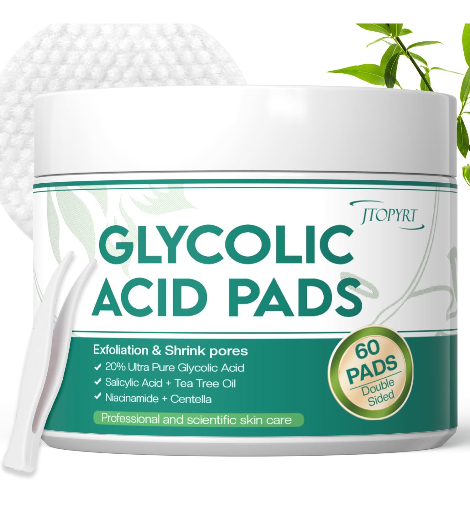 Glycolic Acid Pads 20%: Dual Sided Exfoliating Face Peels with Salicylic Acid & Niacinamide Reduce Surface Skin Fine Lines and Wrinkles Daily Facial Cleansing for All Skin Types 60 Count - Buy Online on GoSupps.com