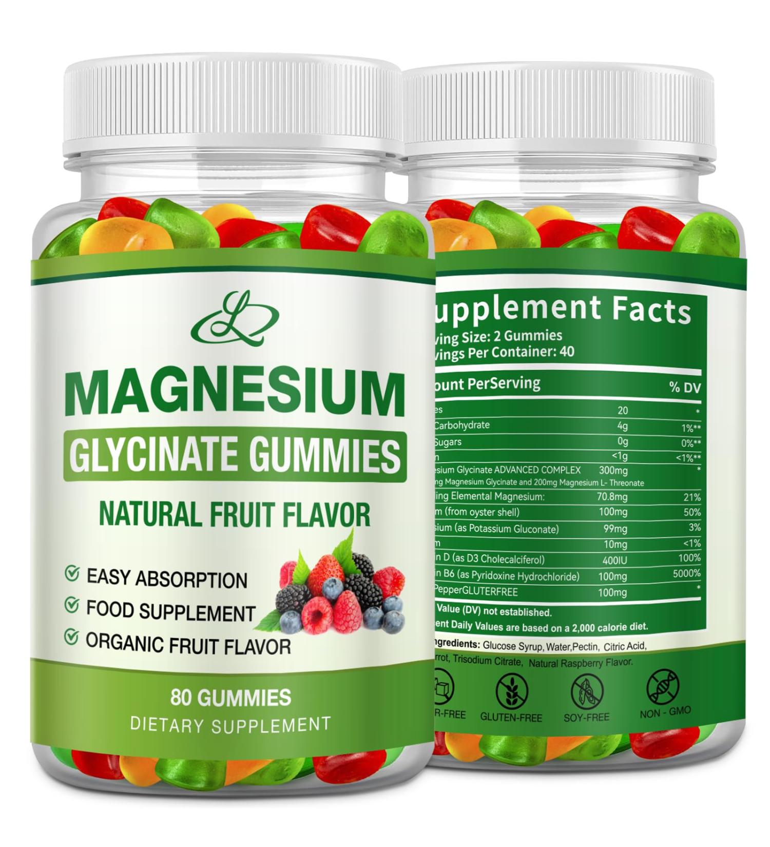 Magnesium Glycinate Gummies 600mg-High Absorption-Magnesium Supplement