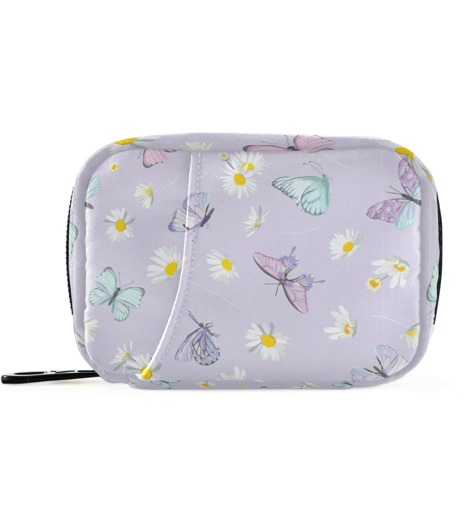 Buy Pfrewn 7-Day Pill Organizer - Portable Watercolor Daisy & Butterfly Travel Case for Vitamins & Supplements - Buy Online on GoSupps.com