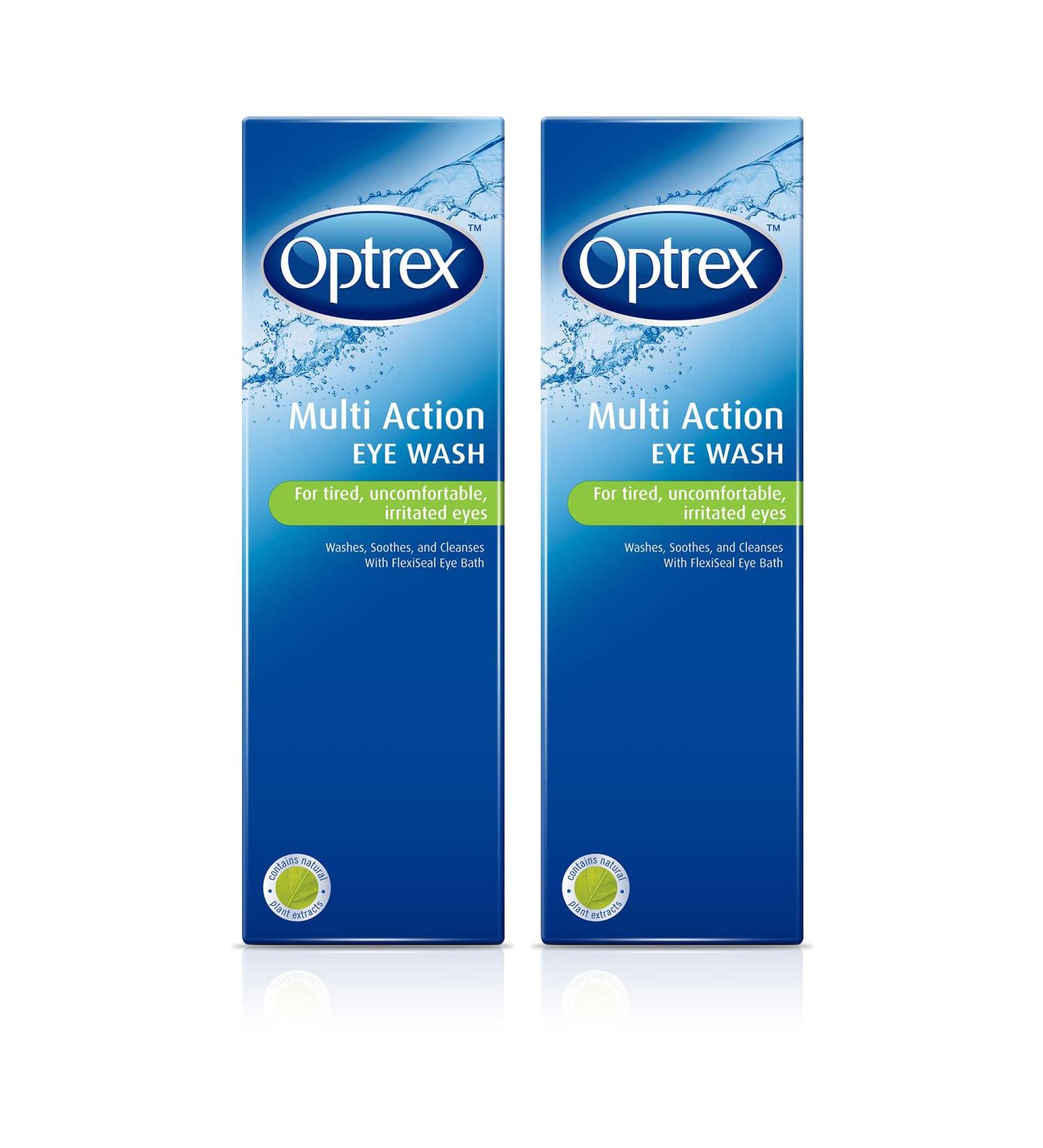 Optrex Multi-Action Eye Wash Solution Suitable for Tired Uncomfortable Irritated Eyes 300ml Optrex Eye Wash Solution (Pack of 2) - Buy Online on GoSupps.com