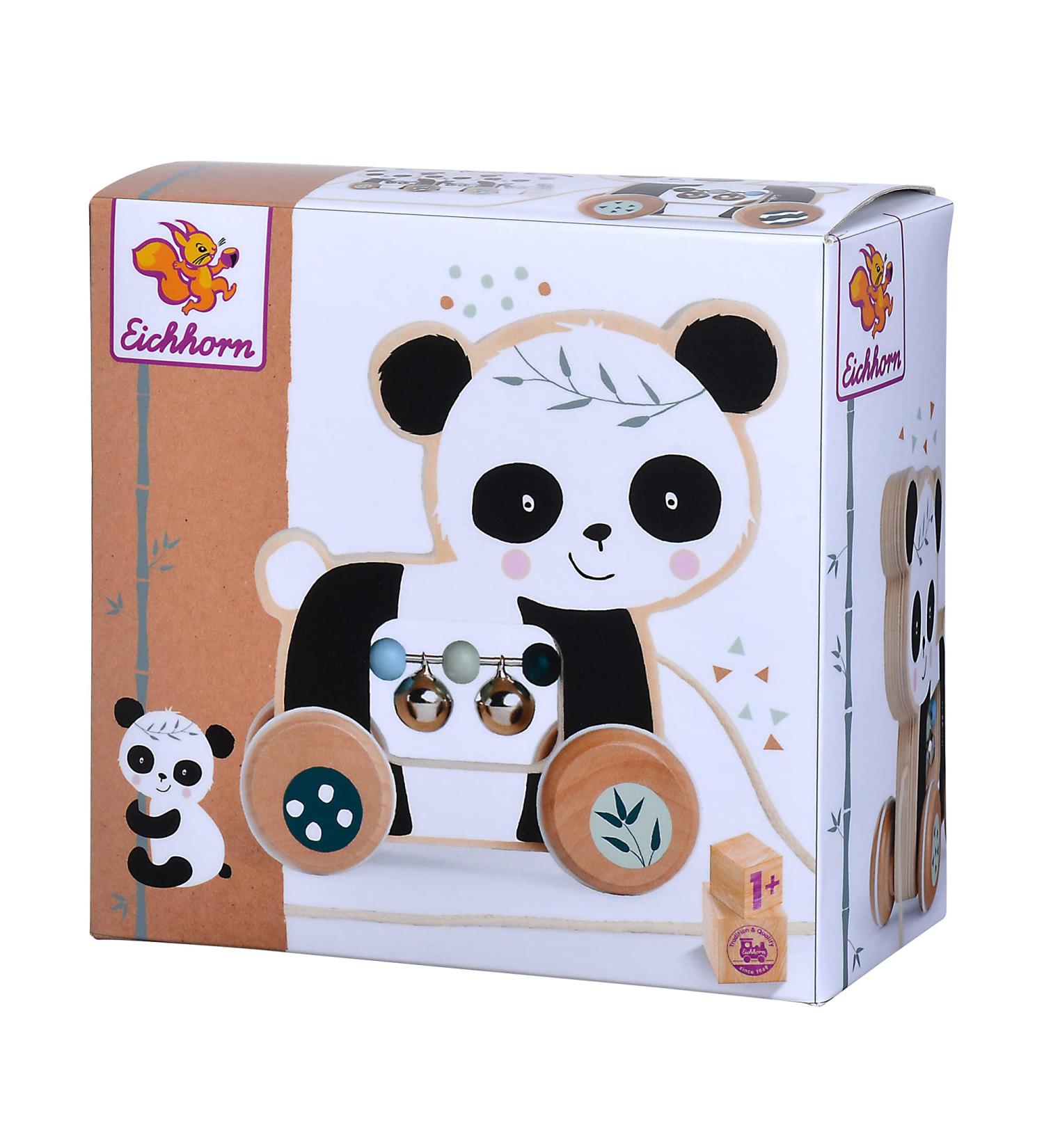 Eichhorn Pull-Along Panda Toy - 15 cm Birch Wood with Sounds & Movement | Perfect for 1 Year + | International Shipping Available - Buy Online on GoSupps.com