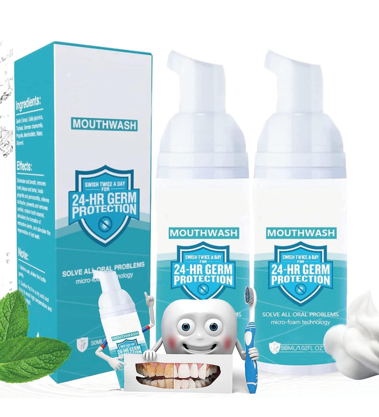 2 Pack 50ML Teeth Whitening Foam Mouthwash for Deep Cleaning and Fresh Breath - Buy Online on GoSupps.com
