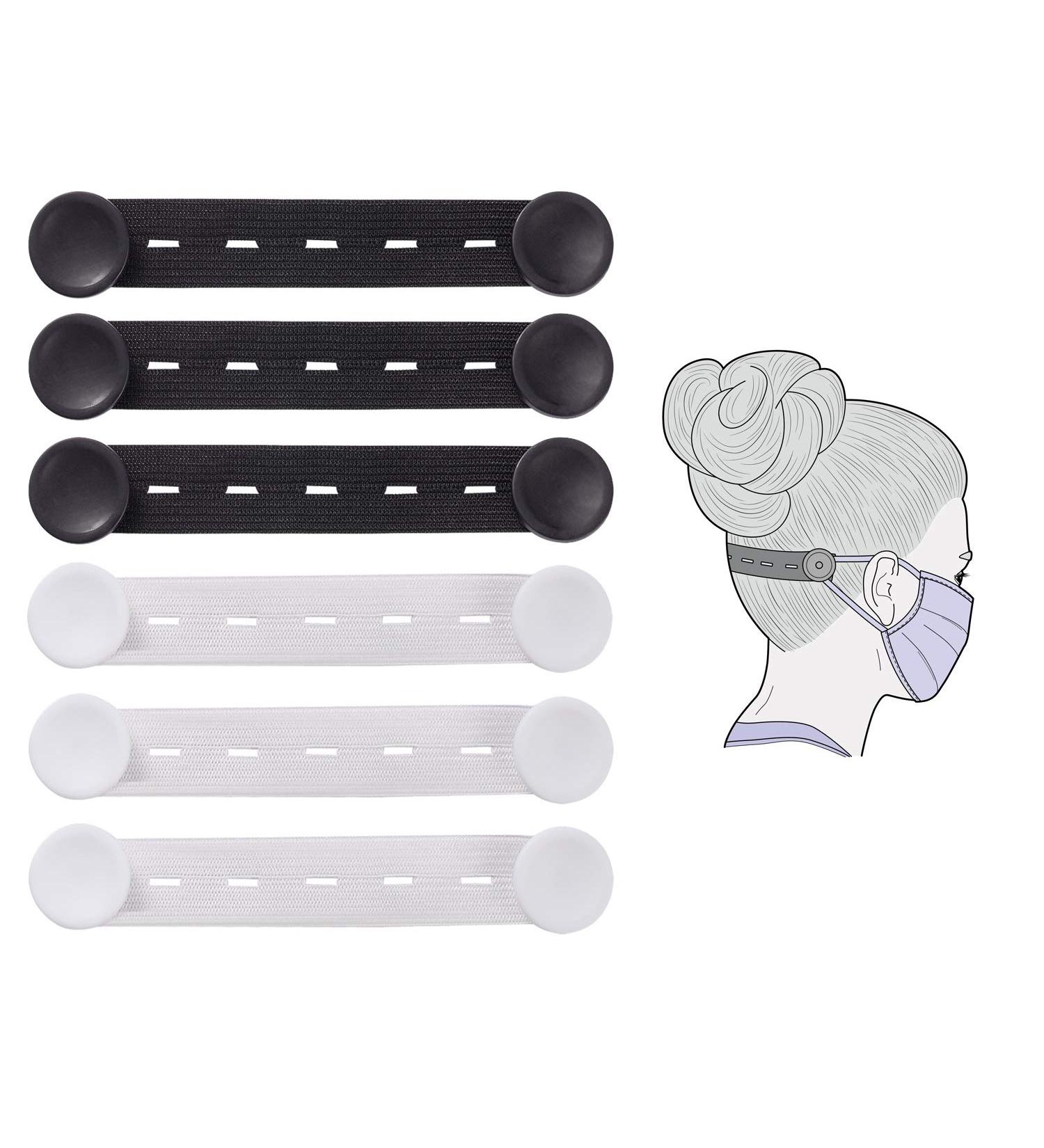 ITemporia Adjustable Mask Strap Holder - Elastic Mask Extension Hooks (6 Pieces: 3 Black + 3 White) for Comfortable Fit | International Shipping Available - Buy Online on GoSupps.com