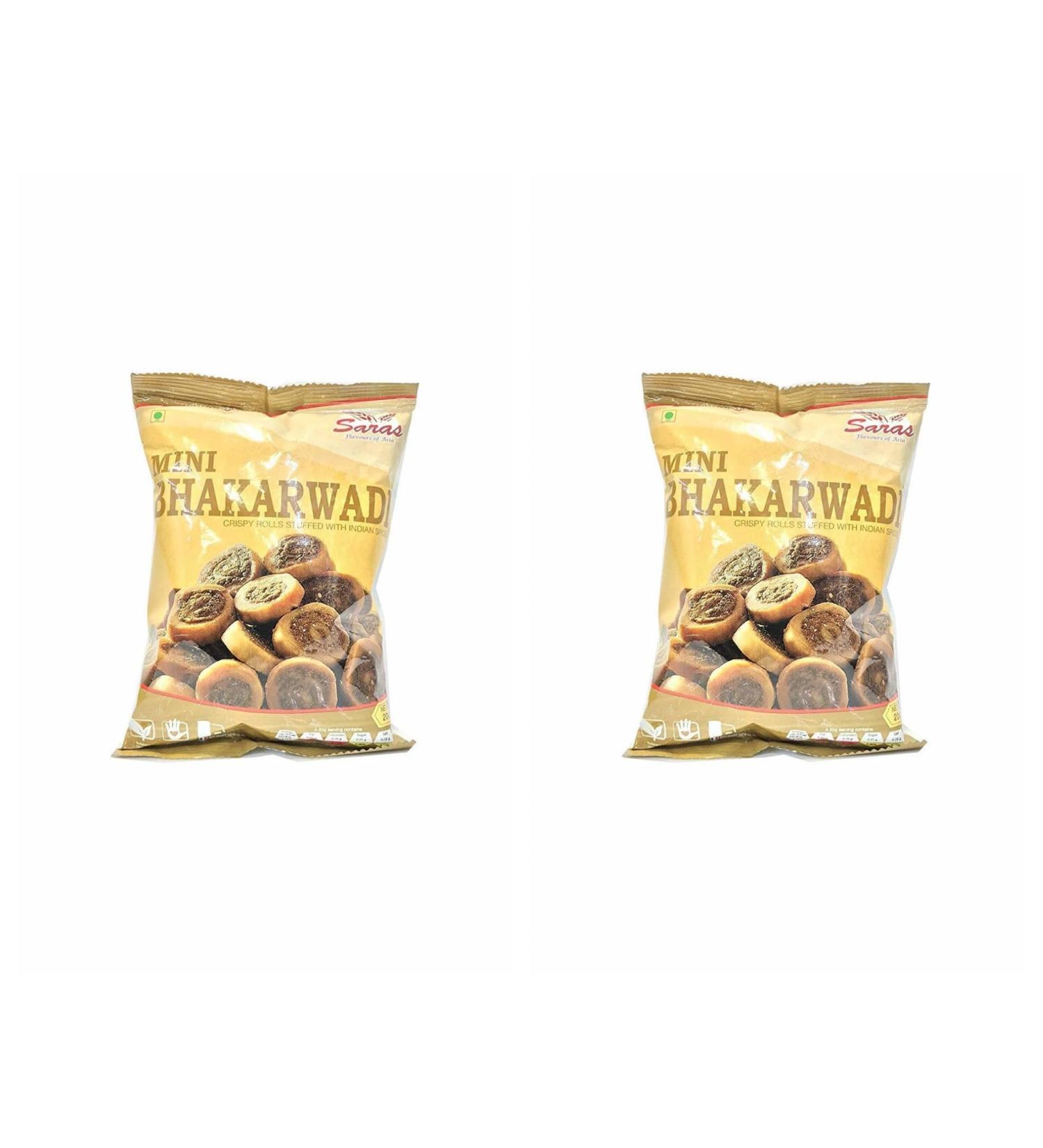 Saras Mini Bhakharwadi 200g (Pack of 2) | Crunchy and Flavorful Snack | Popular Indian Savouries | Treat for Every Occasions | Bite Sized Snack - Buy Online on GoSupps.com