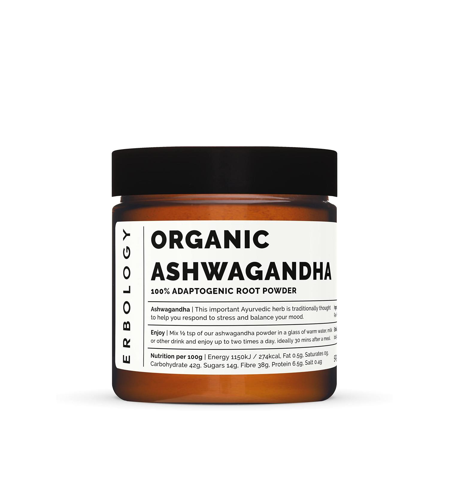 Organic Ashwagandha Powder 50g - Raw Vegan Sleep Aid - Non-GMO, Gluten-Free - Farm to Jar - No Additives - Recyclable Packaging - Buy Online on GoSupps.com
