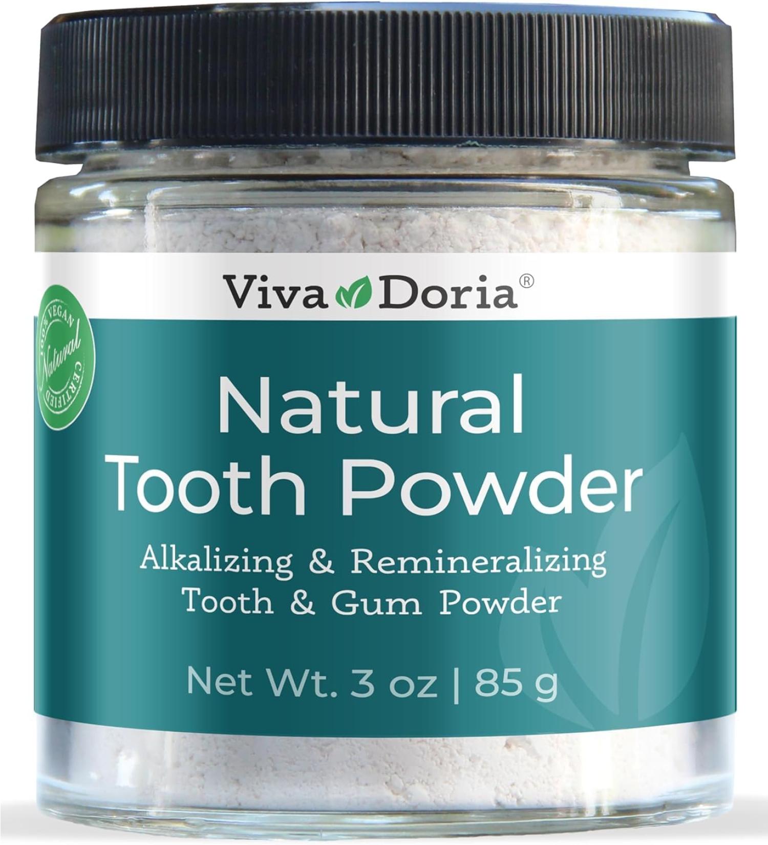  Viva Doria Viva Doria Natural Teeth Powder | Remineralizing Teething Powder | Natural Teeth Whitening Powder | Toothpaste Power | Breath Deodorizer | Refreshing Mint Flavour | 85g Glass Jar - Buy Online on GoSupps.com