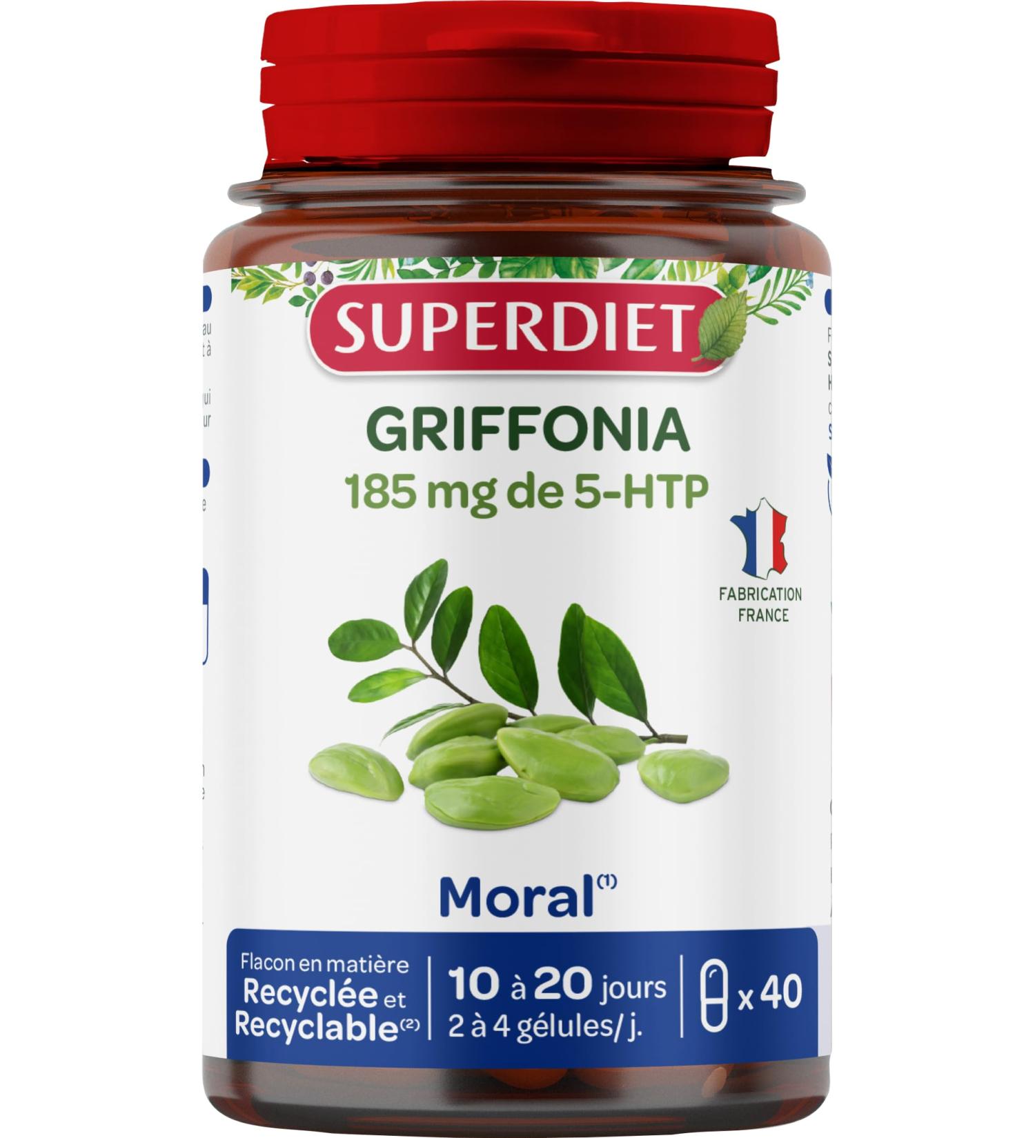 SUPERDIET - GRIFFONIA - Naturopathy - Good mood and good mood - Made in France - 40 capsules - Buy Online on GoSupps.com