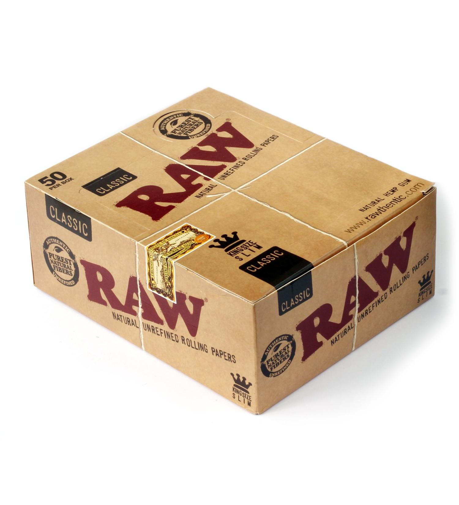 Raw Classic King Size Slim Rolling Paper - Full Box of 50 Packs | Buy Online - Buy Online on GoSupps.com