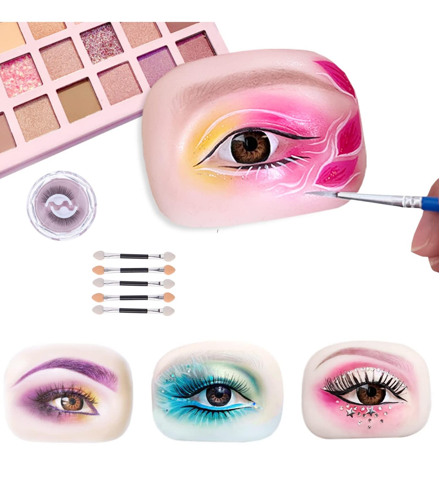 5d Makeup Practice Board with Self-Adhesive Eyelashes & Eyeshadow Applicators - Buy Online on GoSupps.com