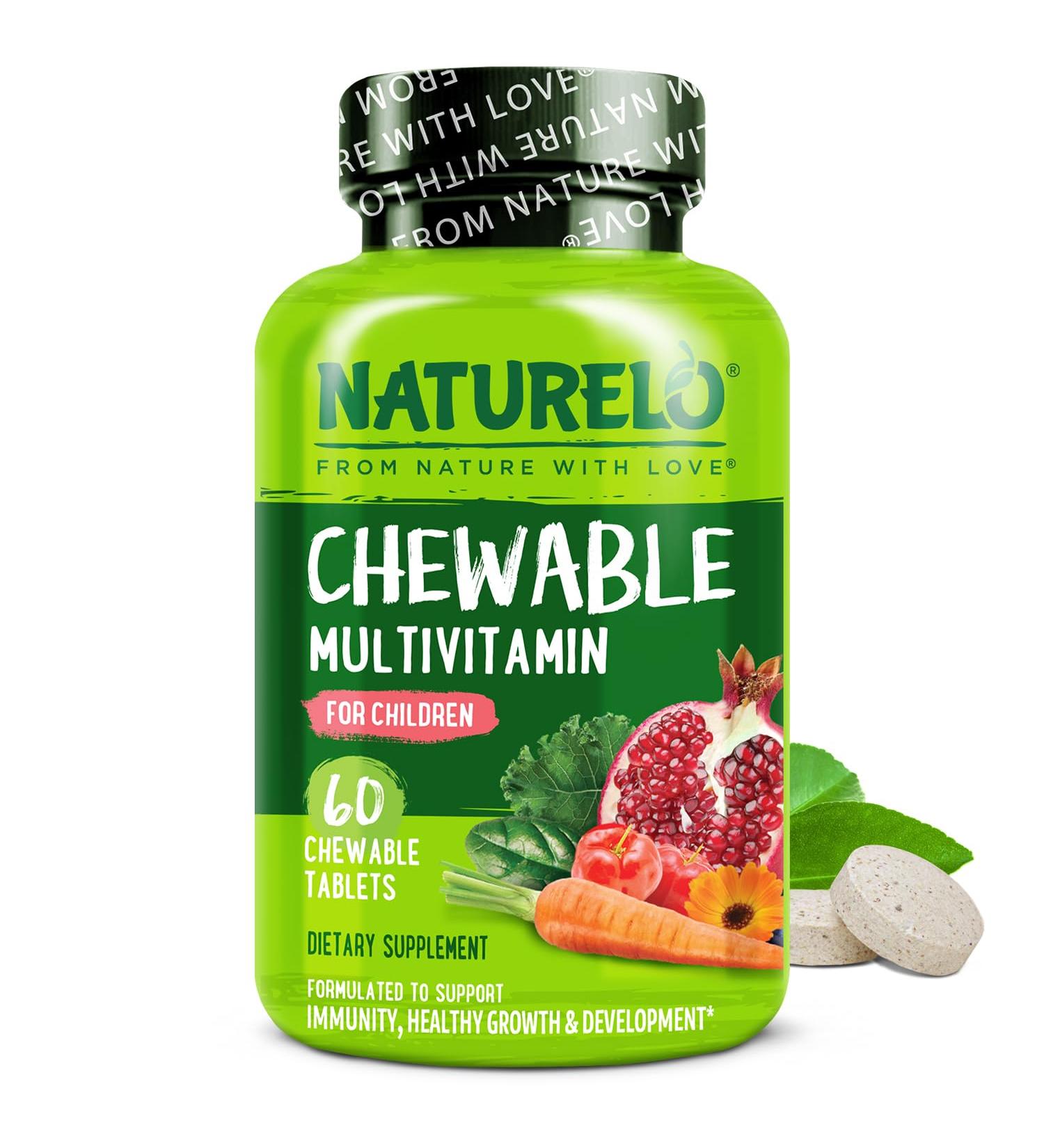 NATURELO Chewable Vitamin for Kids Multivitamin with Whole Food Organic Fruit Blend - 60 Tablets for Children 60 Count (Pack of 1) - Buy Online on GoSupps.com