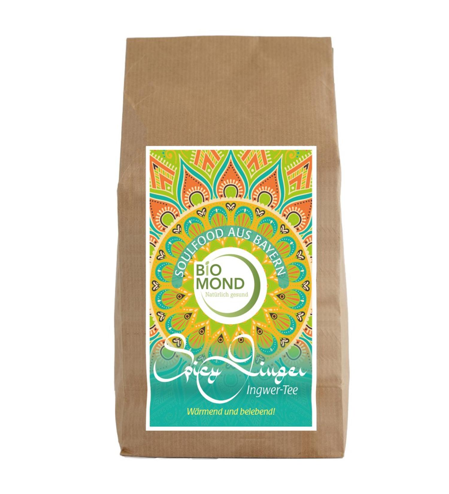 Organic Spicy Ginger Tea - Biomond 150g | Ayurvedic Ginger Root | Raw Food Quality | Soul Food from Bavaria - International Shipping - Buy Online on GoSupps.com