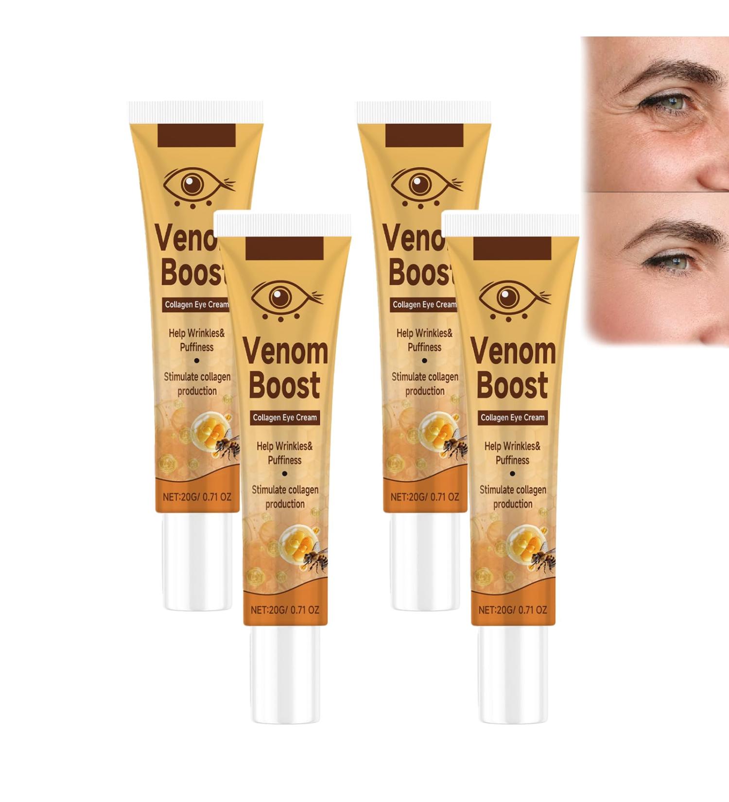 Venomboost Collagen Eye Cream Instant Firming Eye Cream Anti-Aging Eye Cream Bee Venom Moisturizing Eye Cream (4pcs) - Buy Online on GoSupps.com