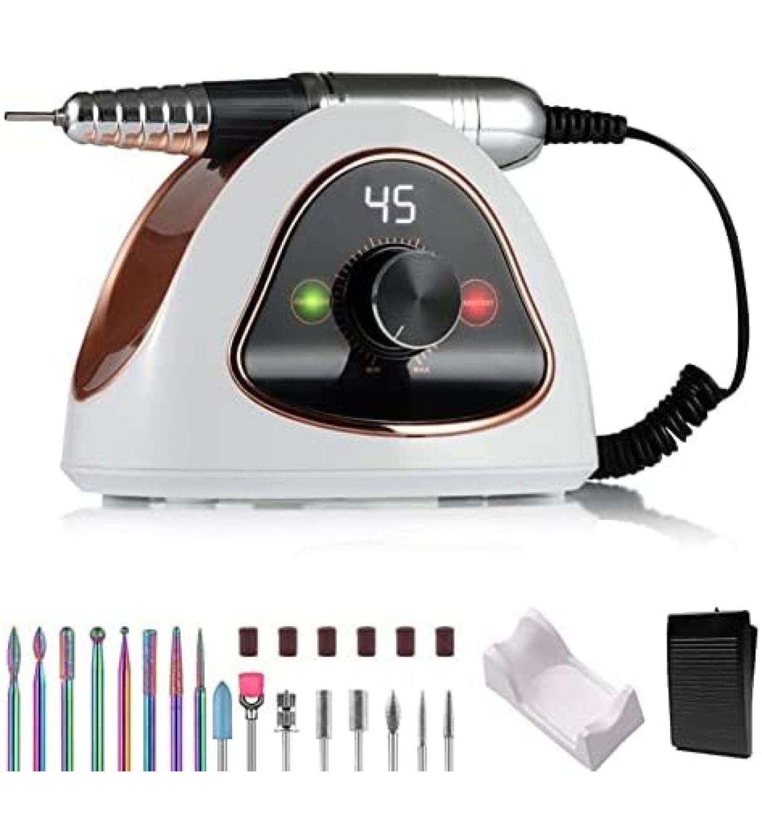 68 W Nail Cutter Professional Nail Cutter For Gel Nails 45000 Rpm 16 In 1 Manicure Pedicure Set With Pedal Cutter For Gel Nails Cuticle Acrylic Gel White YUYANAIAI - Buy Online on GoSupps.com