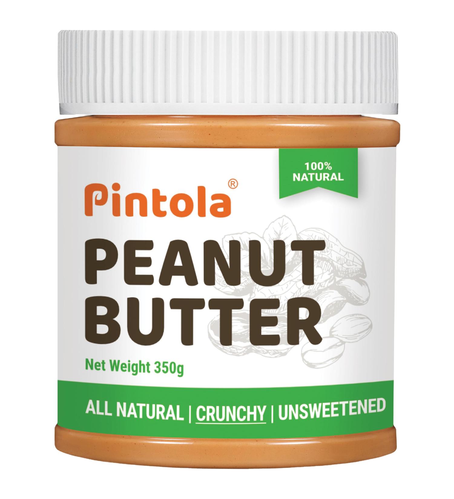  Pintola Pintola All Natural Peanut Butter (Crunchy) (350g) | Unsweetened | 30g Protein | Non-GMO | Gluten Free | Vegan | Cholesterol Free - Buy Online on GoSupps.com