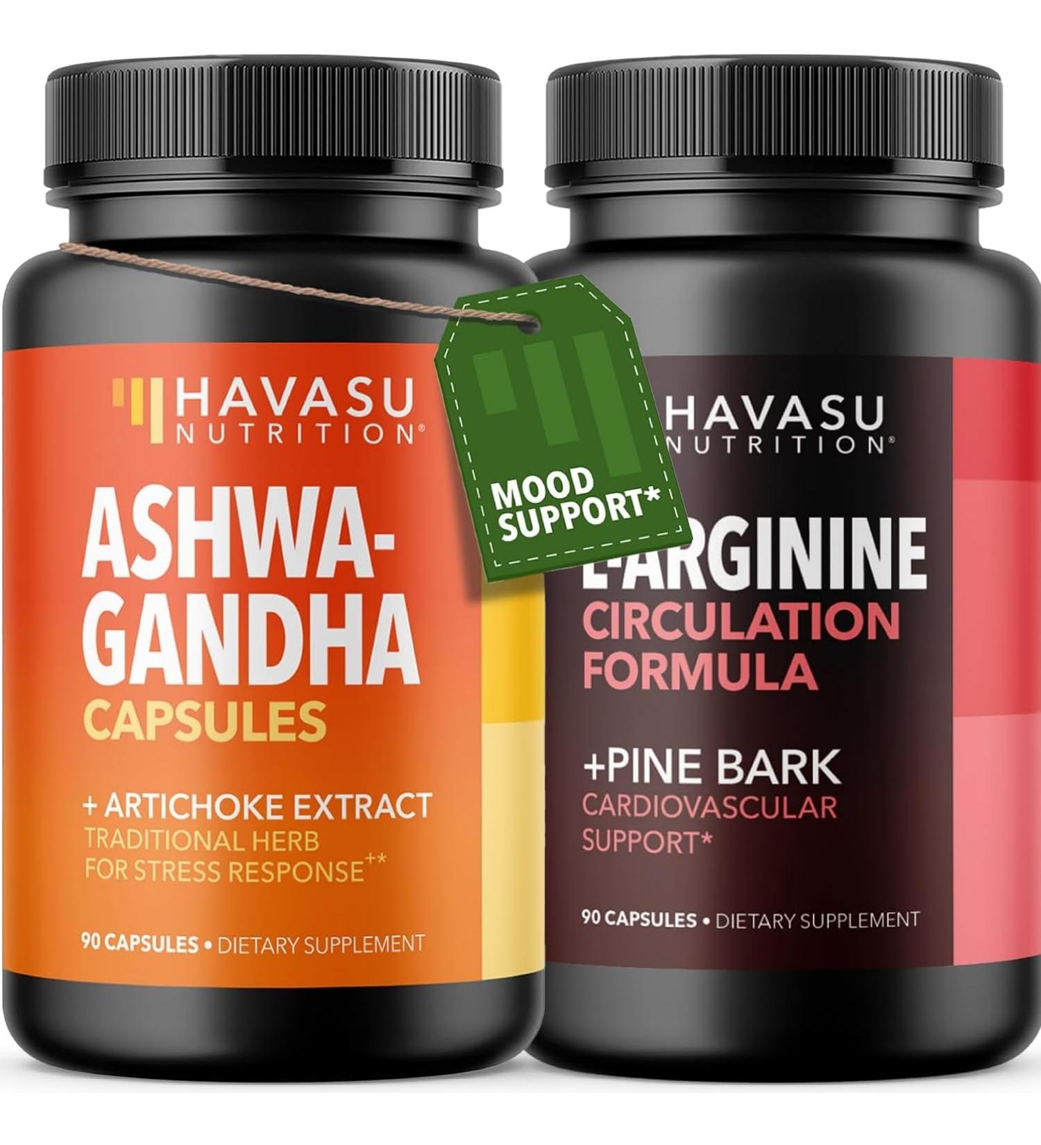 HAVASU NUTRITION High Strength Ashwagandha Supplement Capsules (45 Servings) & French Maritime Pine Bark Extract Capsules (30 Servings) - Buy Online on GoSupps.com