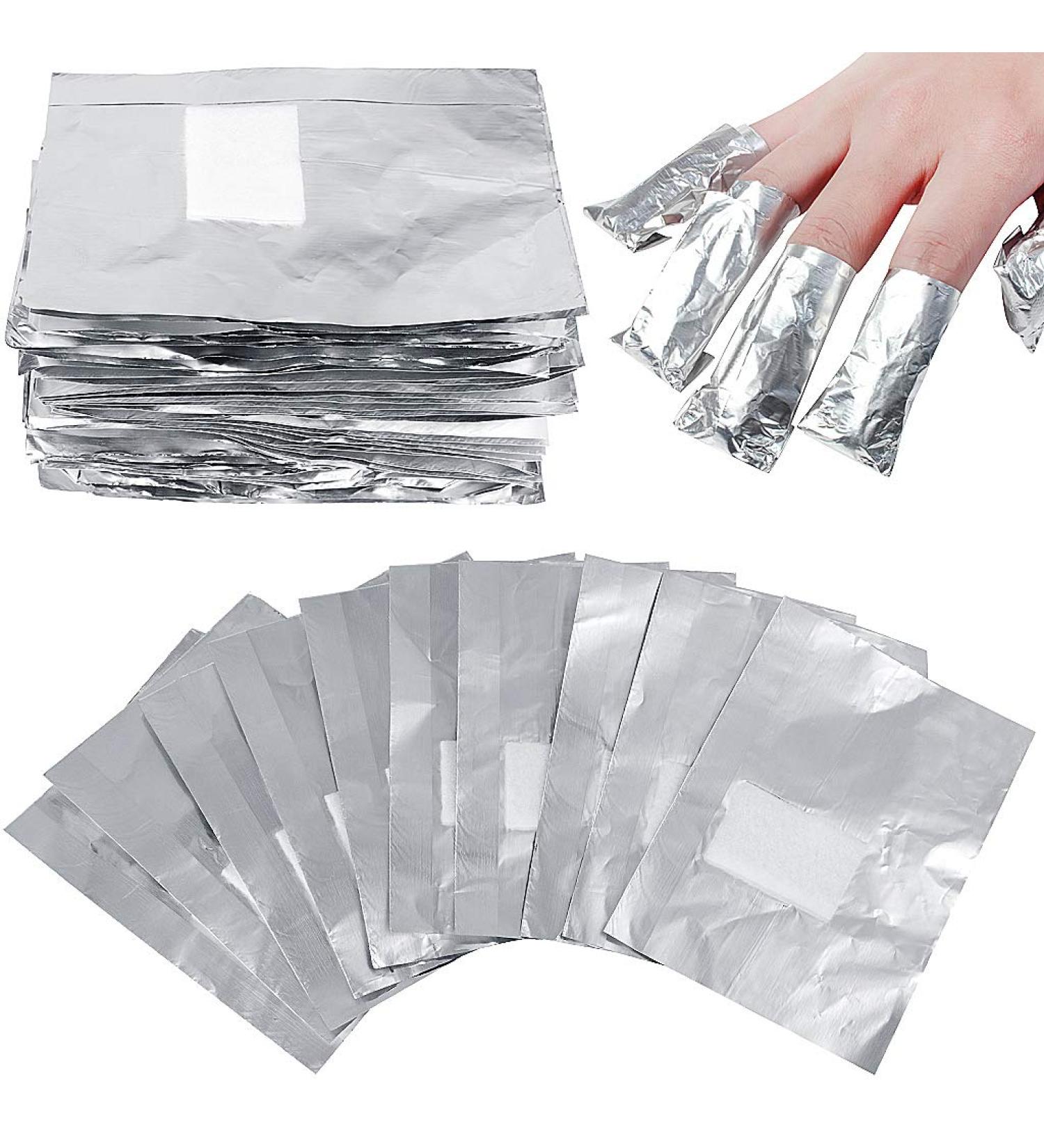 SWKJ 100 PCS Foil Nail Wraps Set for Gel Polish Removal - Nail Art Soak Off Acrylic Remover - Buy Online on GoSupps.com