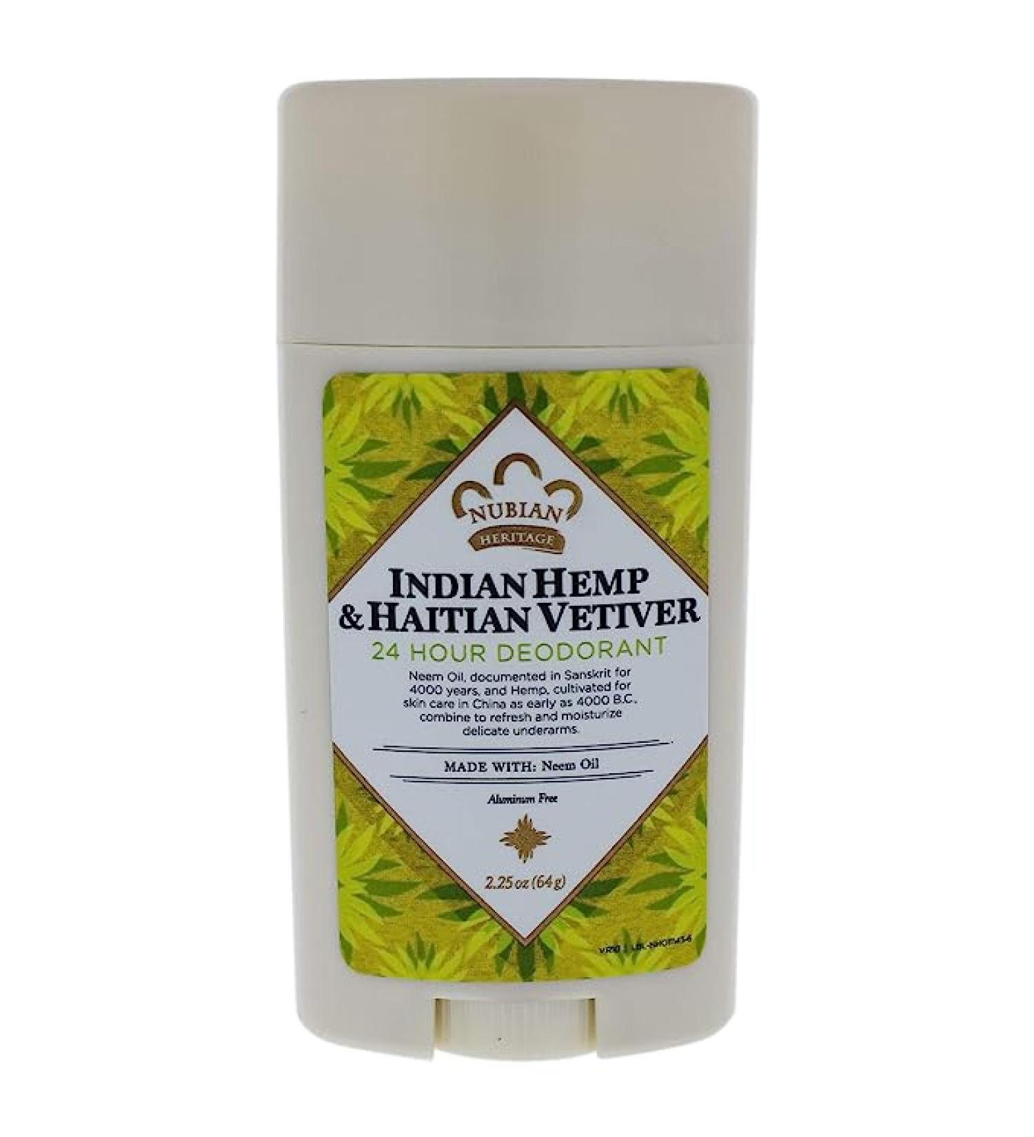 Nubian Heritage Indian Hemp & Haitian Vetiver Deodorant - 24 Hour Protection (2.25 oz) - Buy Online on GoSupps.com