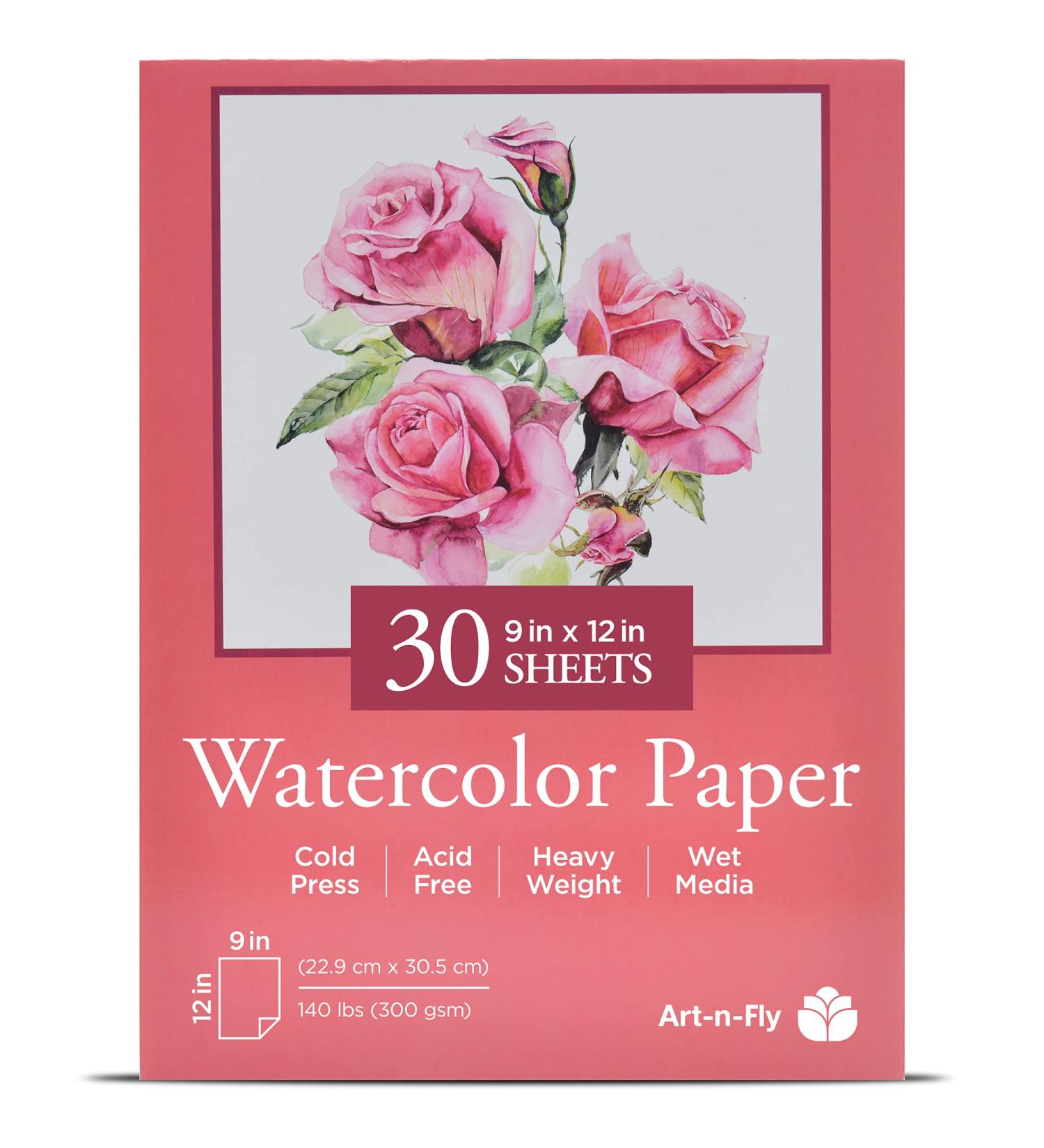 Art-N-Fly Watercolor Paper Pad 9x12 30 Sheets - Cold Press Watercolor Sketchbook for Painting, Drawing, Mixed Media - 140 lb Heavyweight Paper for Artists and Kids - Buy Online on GoSupps.com
