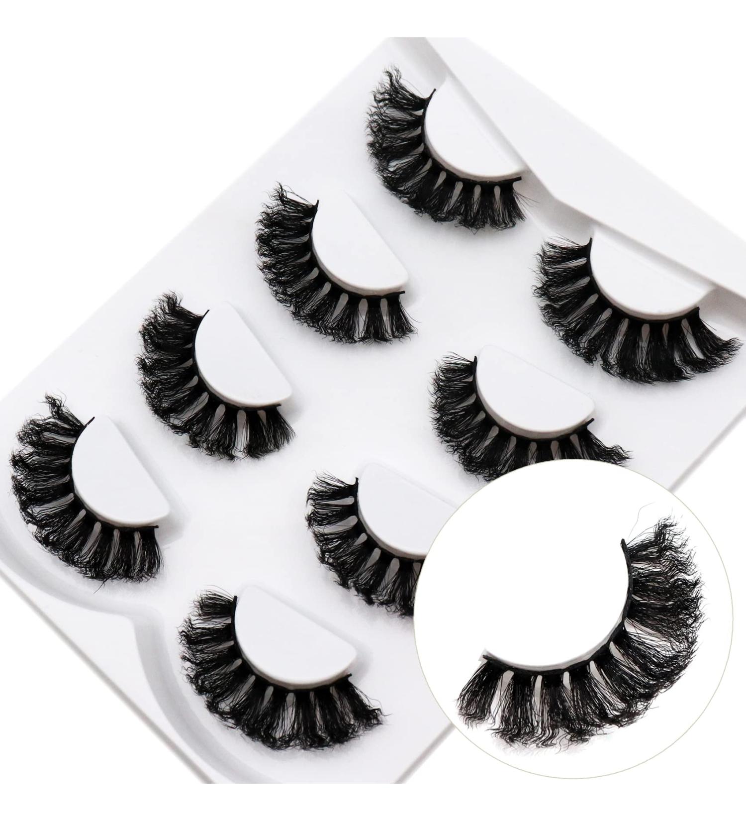 Losha Lashes Wavy and Fluffy False Eyelashes 4 Pairs | Waved Wispy Faux Mink Lashes for Dramatic Look | Thick Exaggerated Fake Eye Lashes - MS07-B Wavy Lashes-01 - Buy Online on GoSupps.com