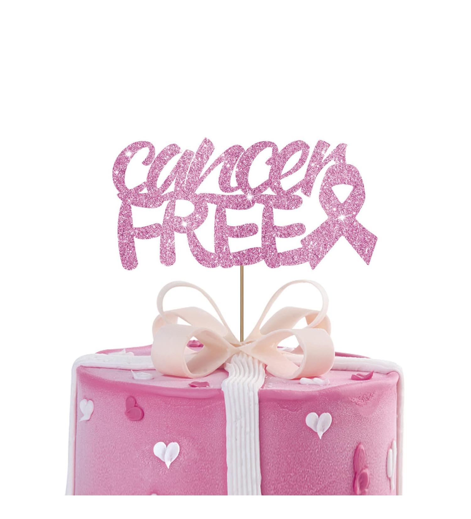 Cancer Free Cake Topper Breast Cancer Awareness Cake Decor Breast Cancer Pink Ribbon Sign Survivor Party Decoration Supplies - Pink Glitter 1 - Buy Online on GoSupps.com