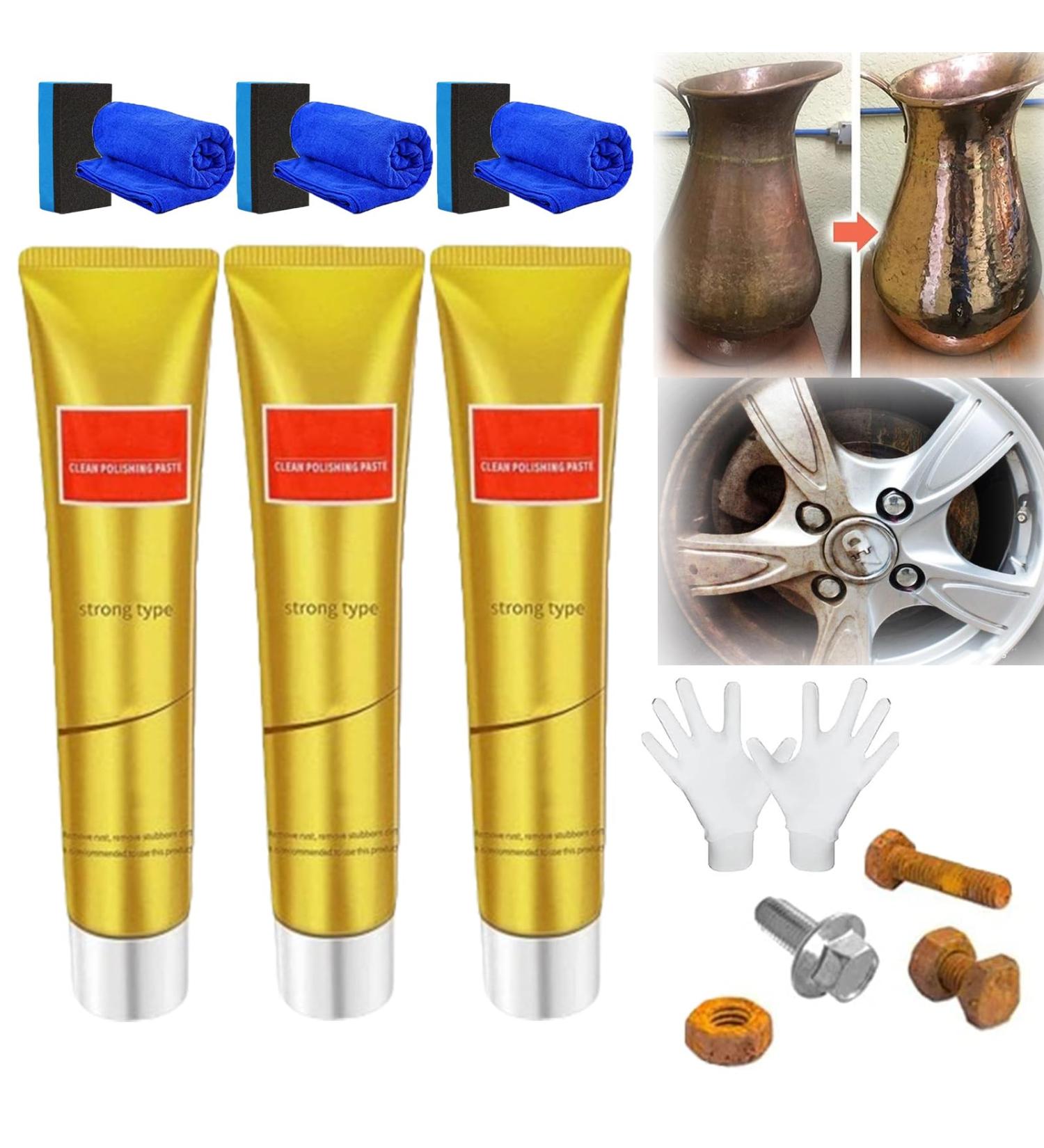 Raturv Metal Polish Cream Raturv Chrome Polish New Metal Polish Cream Metal Polishing Paste Chrome Polish and Rust Remover Metal Polish Cream for Stainless Steel (3pcs) - Buy Online on GoSupps.com