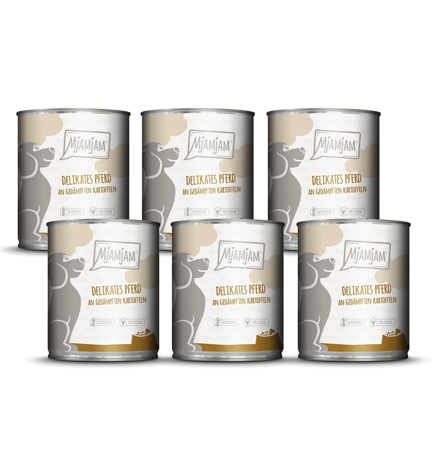 MjAMjAM - Premium Wet Dog Food - Delicate Horse with Steamed Potatoes 6 Pack (6 x 800g) Grain Free with Extra Meat