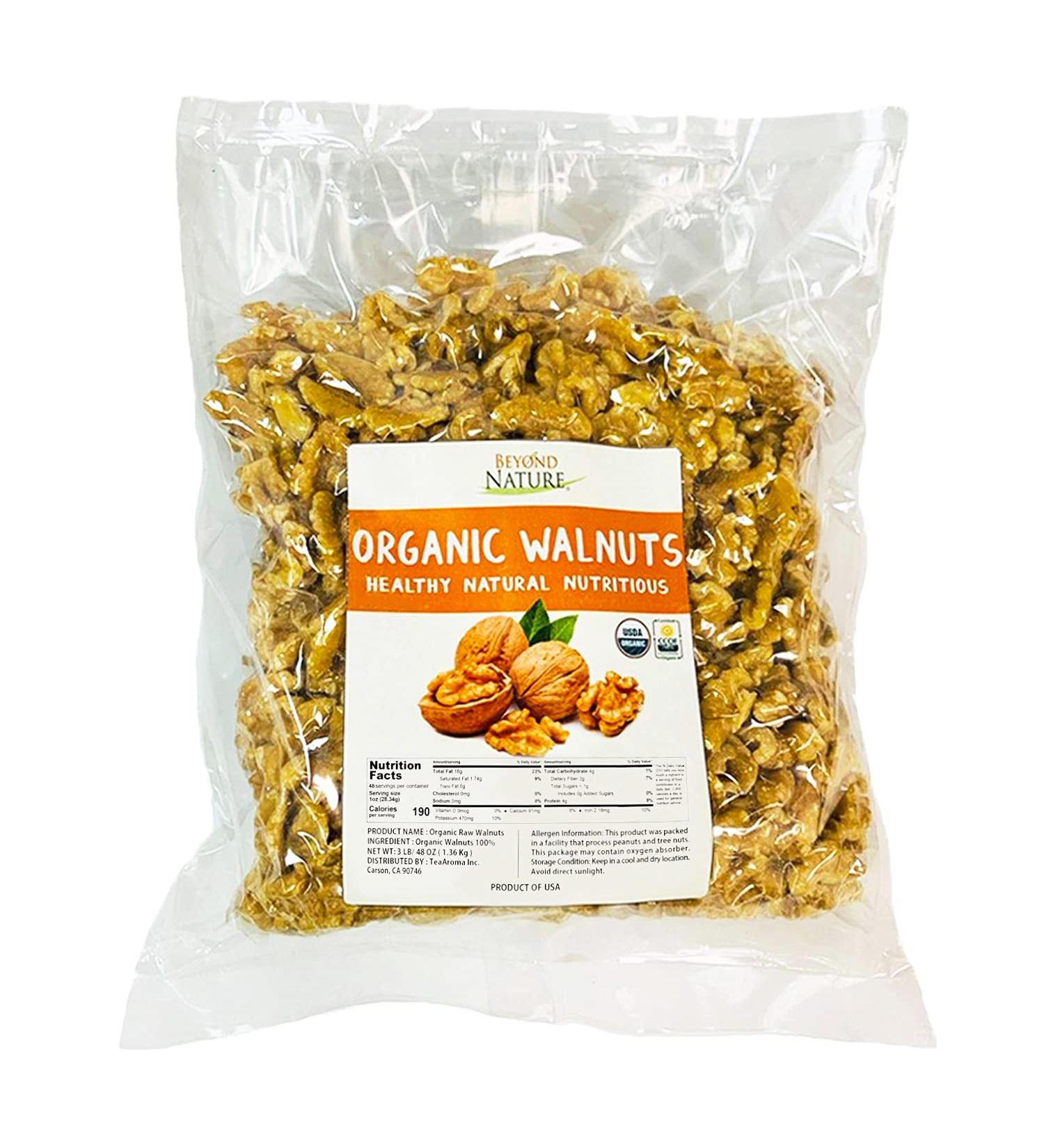 Organic Raw Walnuts 3lb - Vacuum Sealed, Non-GMO, Gluten-Free, Keto & Vegan Friendly - Buy Online on GoSupps.com