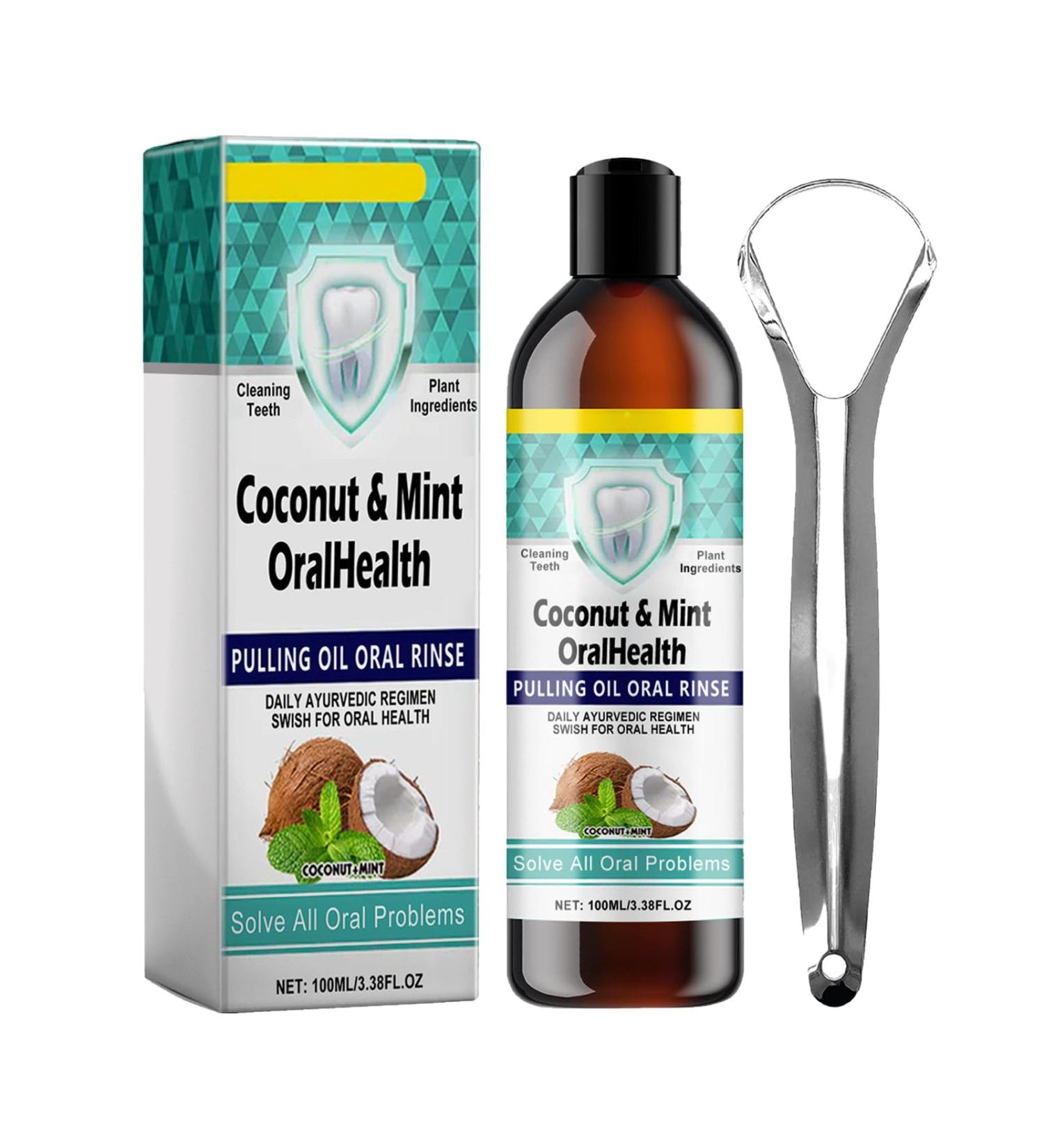 Bain de Bouche l'Huile de Noix de Coco Huile de Coco pour Une Haleine Fra che Rince-Bouche avec Grattoir Langue Bouche l'Huile de Menthe avec Grattoir Langue 100ML 1PC - Buy Online on GoSupps.com