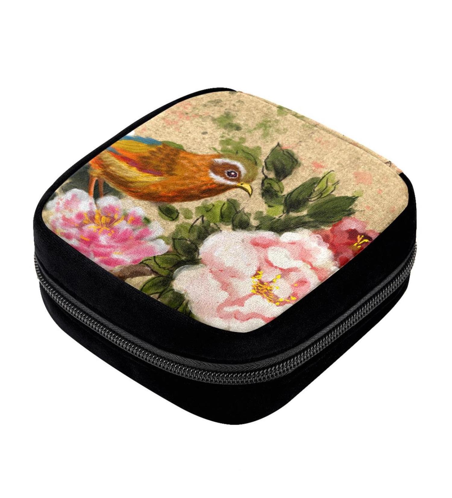 GIAPB Period Bag - Sanitary Napkin Storage and Makeup Pouch (Bird Flower Color) - Buy Online on GoSupps.com