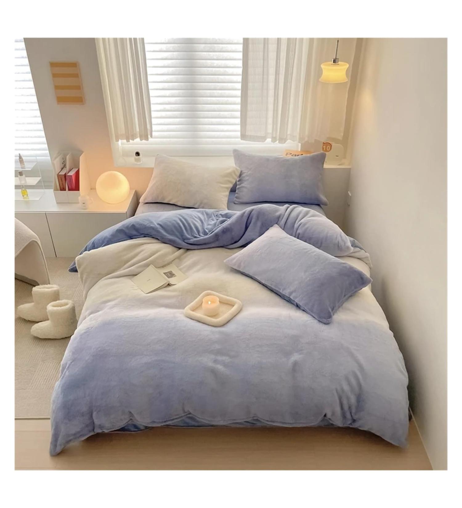 Pink Short Plush Soft Duvet Cover Set Queen King 4Pcs Bedding Set Velvet Fleece Comforter Cover Bed Sheet Pillowcases Soft (B King) - Buy Online on GoSupps.com