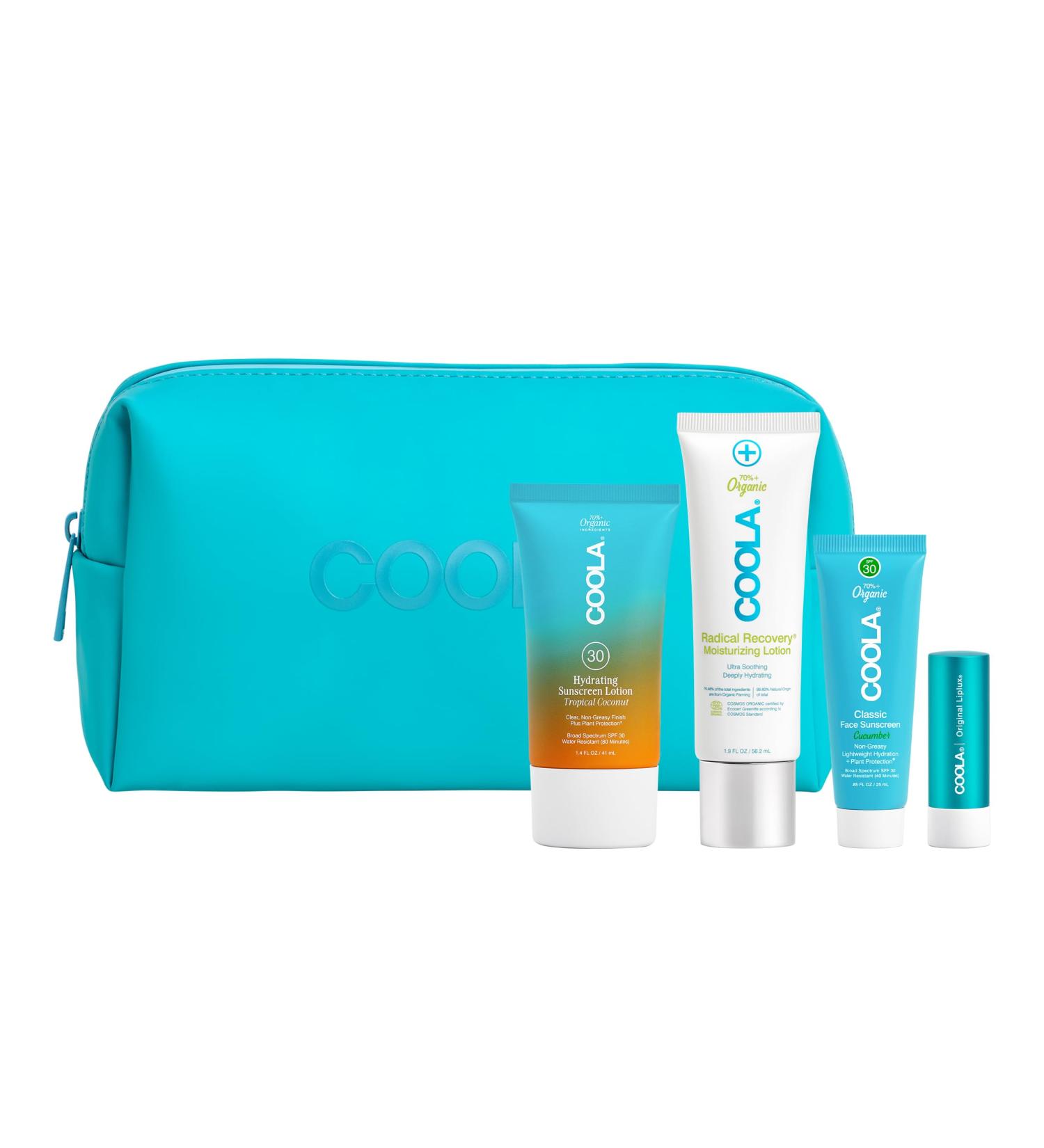 COOLA Organic Sunscreen and Lip Balm SPF 30 Sun Essentials Kit Dermatologist Tested and TSA Approved Vegan and Gluten Free 4 Items Total - Buy Online on GoSupps.com