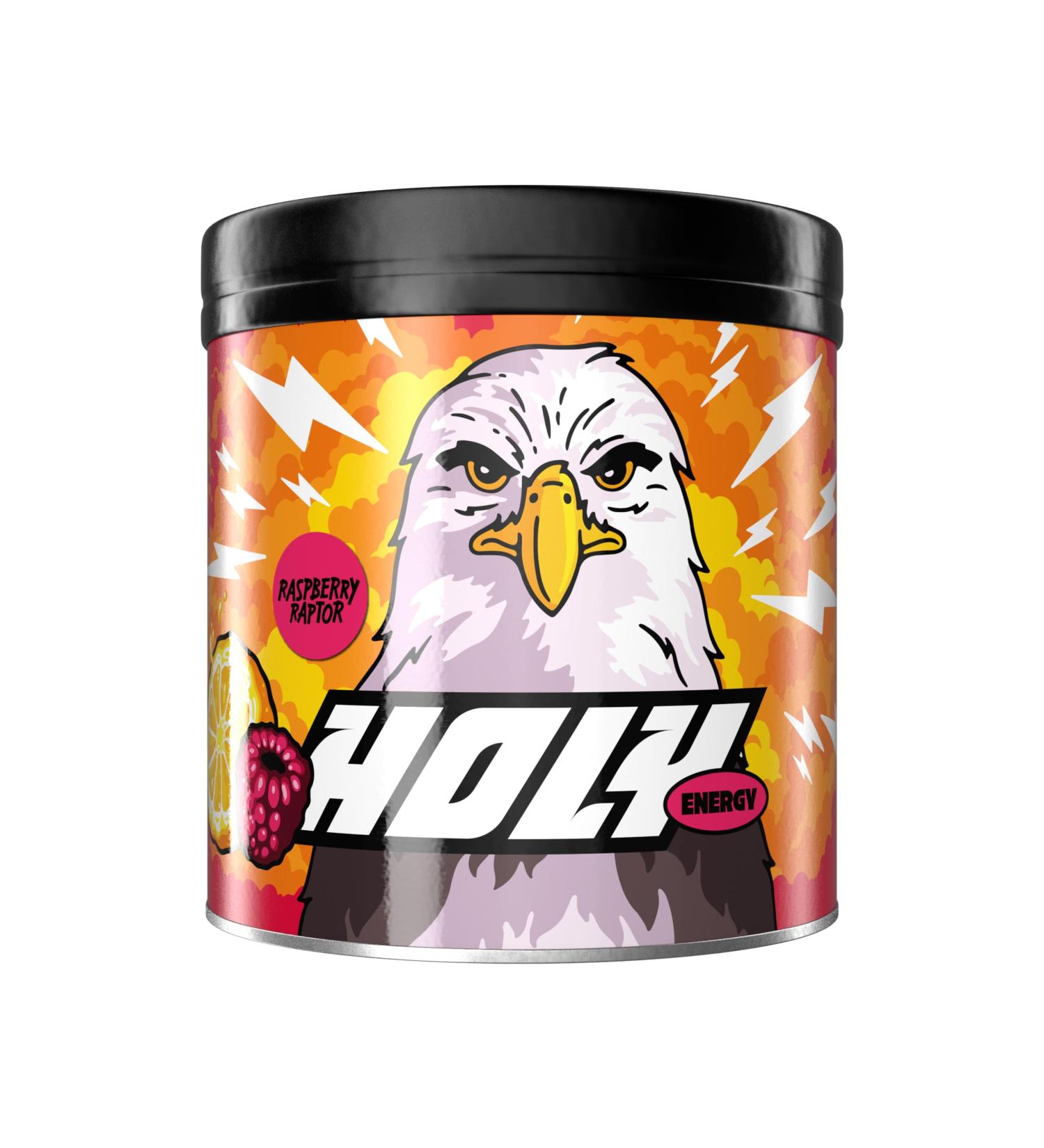 Holy Energy Gaming Booster 'Raspberry Raptor' - Vegan Focus Drink Powder | 50 Portions with Newcaff & Green Tea Extract | Natural Raspberry & Yuzo Flavor | Boost Focus & Energy - Buy Online on GoSupps.com