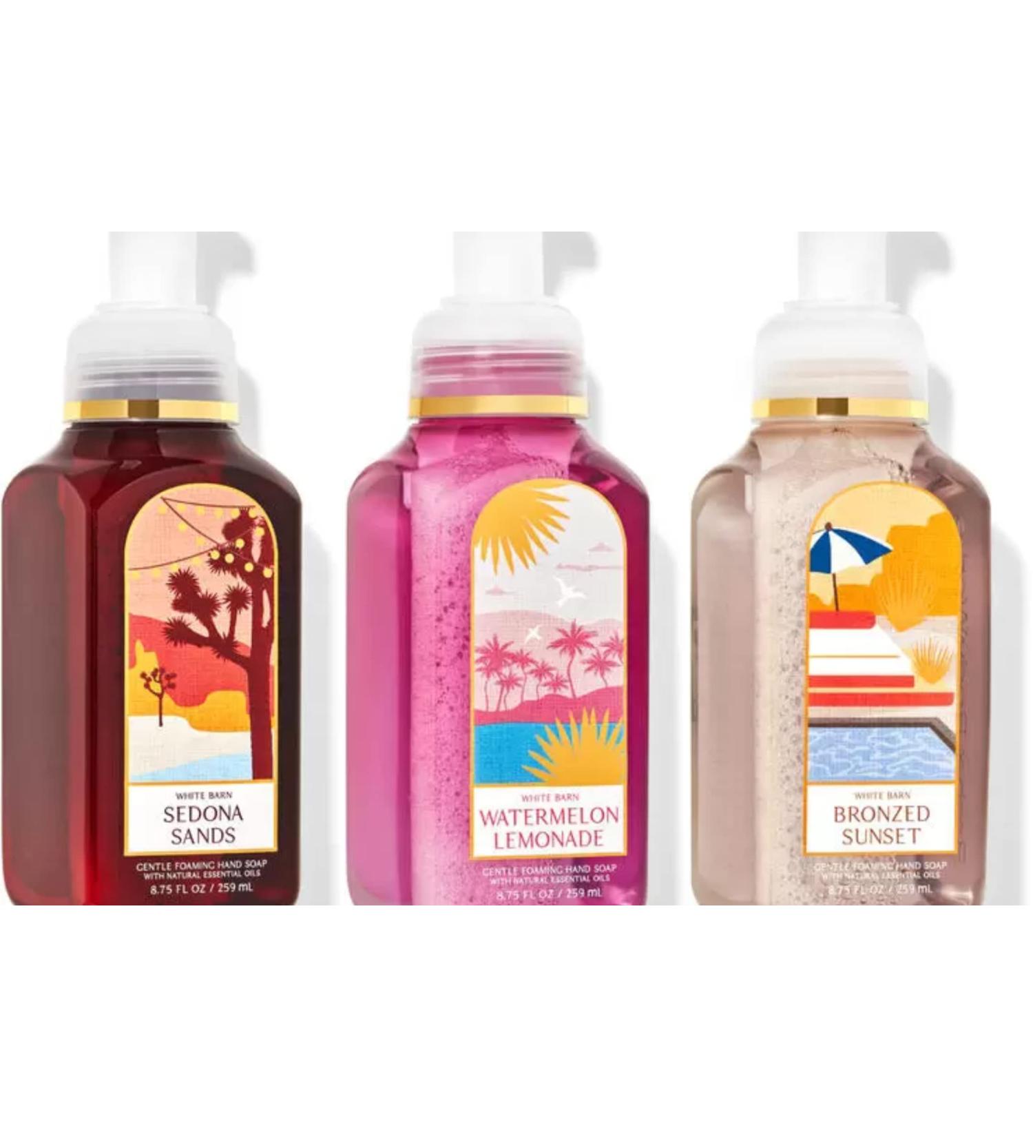 Bath and Body Works Gentle Foaming Hand Soap Beach Trio - Watermelon Lemonade  Bronzed Sunset  Sedona Sands  8.75  3