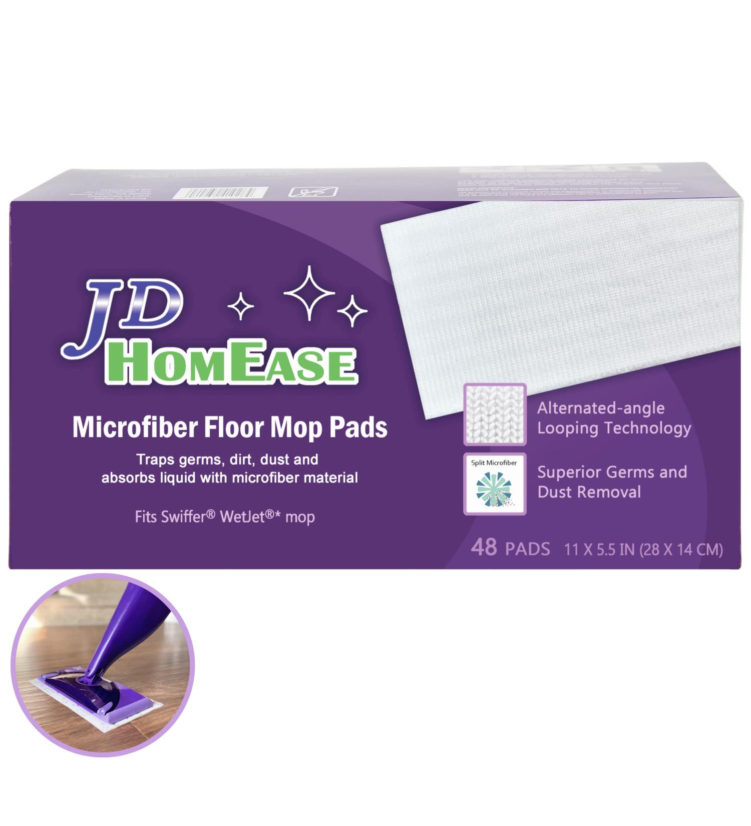 JD HOMEASE Microfiber Dry Floor Mop Pads 48 Count for Swiffer WetJet - All Purpose Multi Surface Cleaner Refill - Buy Online on GoSupps.com