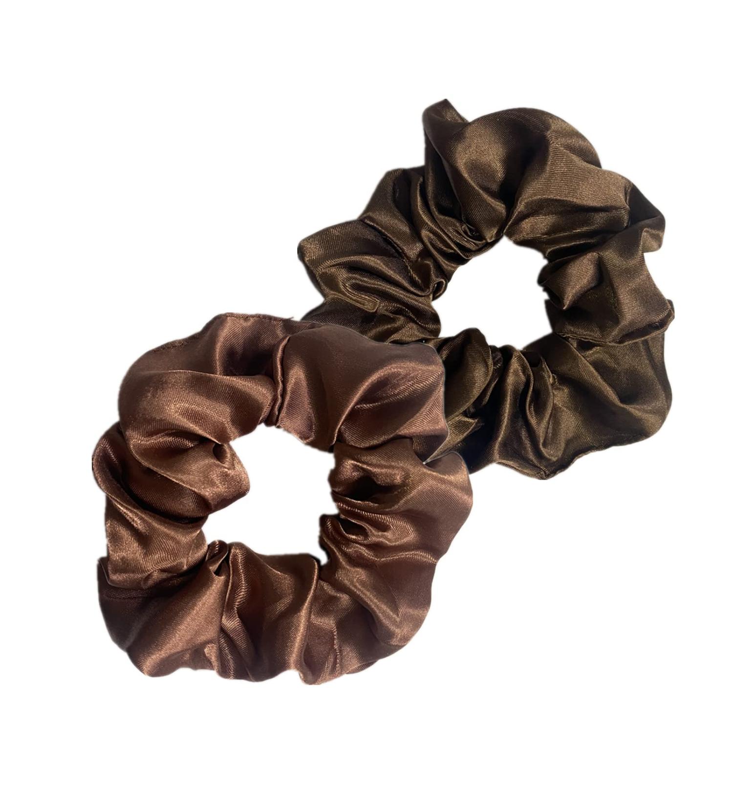2 PCS Hair Scrunchies Silk Stretchy Solid Color Hairbands for Thick hair Curly Hair Thin Hair Sleeping Traceless Frizz Prevention Girls Women Use Red Brown Light Brown Light&Red Brown - Buy Online on GoSupps.com