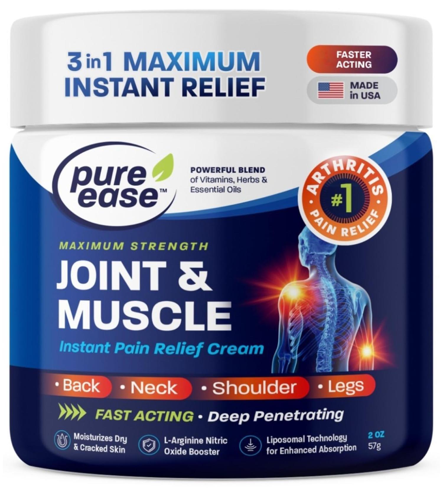 Arthritis Pain Relief Cream for Back 3 in 1 Maximum Instant Relief 2 OZ - Fast-Acting Muscle Pain Cream Extra Strength Joint & Knee - Powerful Formula for Neck Shoulder & Lower Back Arthritis Pain Relief Cream 2 Ounce - Buy Online on GoSupps.com