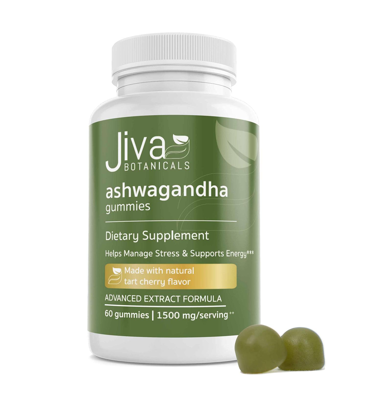 Jiva Botanicals 1500mg Ashwagandha Gummies - Promotes Relaxation, Sleep, and Calms Body - 60 Count - for Women and Men - Buy Online on GoSupps.com