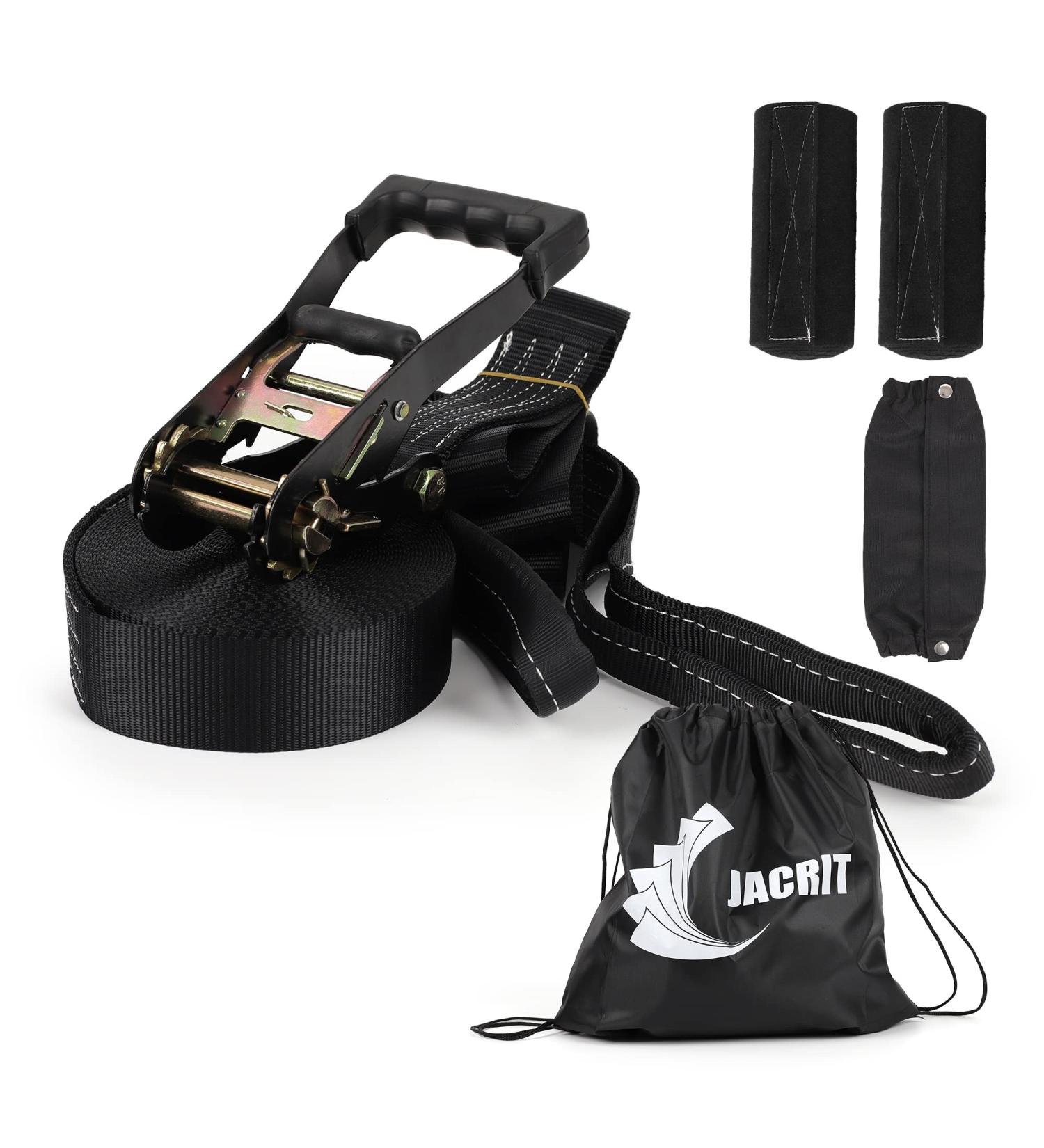Jacrit Slackline Kit - Premium Tight Rope for Backyard - Perfect for Adults & Kids - Beginner Kit incl. Training Rope & Tree Protectors - Buy Online on GoSupps.com