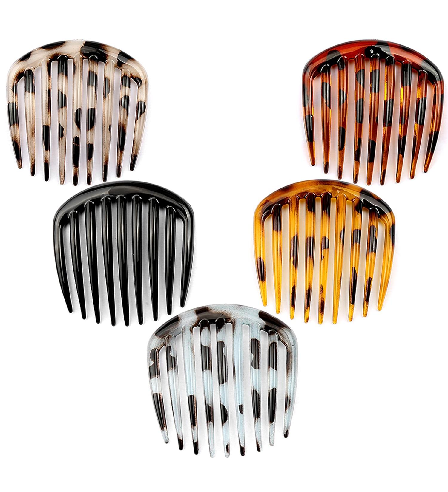 Vanyibro 5 Pcs French Twist Comb Set Retro Celluloid Hair Comb with 9 Teeth Non-Slip Clips Hair Styling Accessories for Women and Girls - Buy Online on GoSupps.com