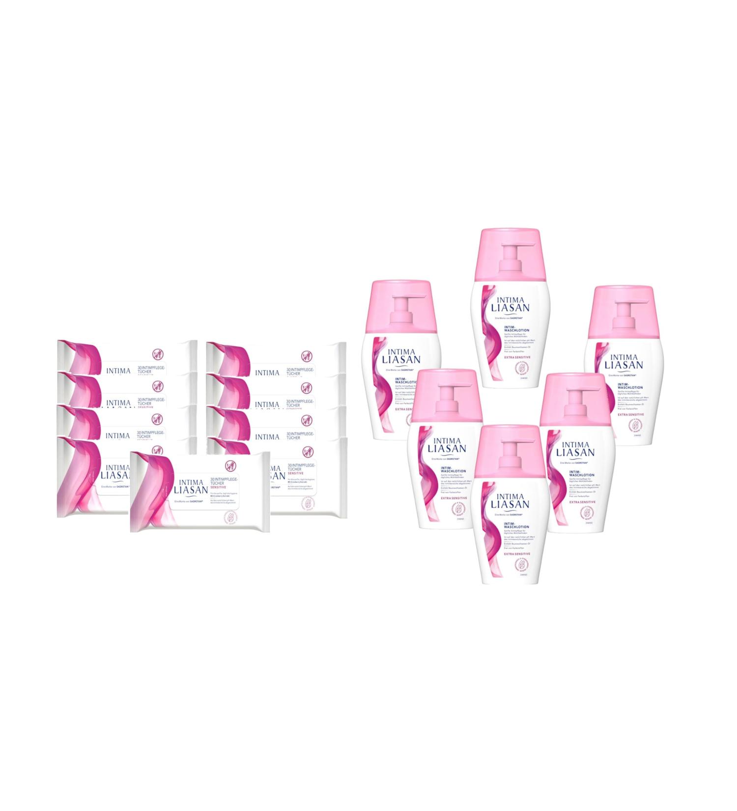 Buy Intima Liasan Bulk Pack: 6x200ml Intimate Wash Lotion & 9x30 Intimate Care Wipes - International Shipping Available - Buy Online on GoSupps.com