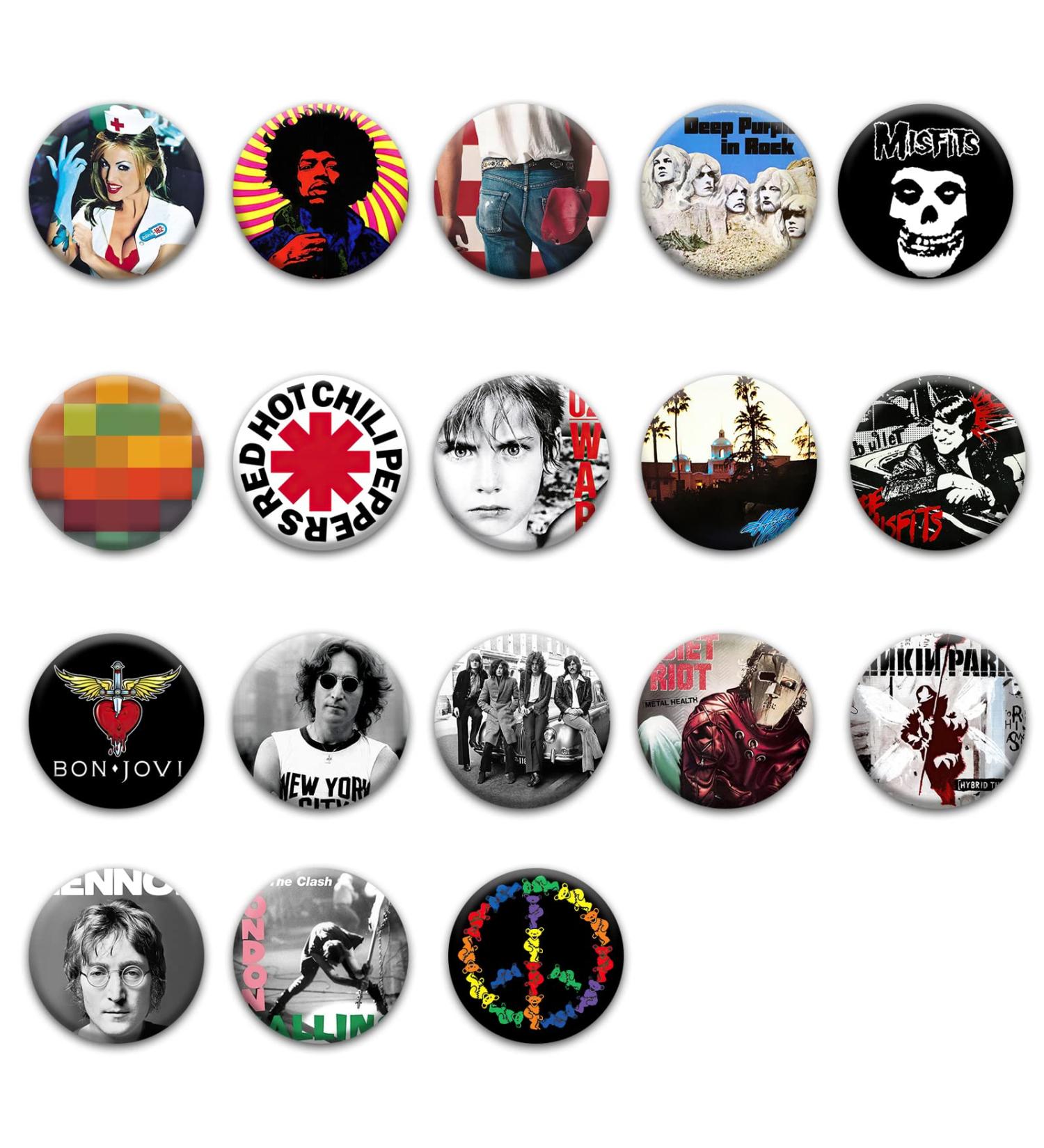 GTOTd Heavy Metal Music Band Buttons Set - 18 Pack 1 inch | Rock and Roll Pins for Clothes, Backpacks, Jackets | Gifts for Fans - Buy Online on GoSupps.com