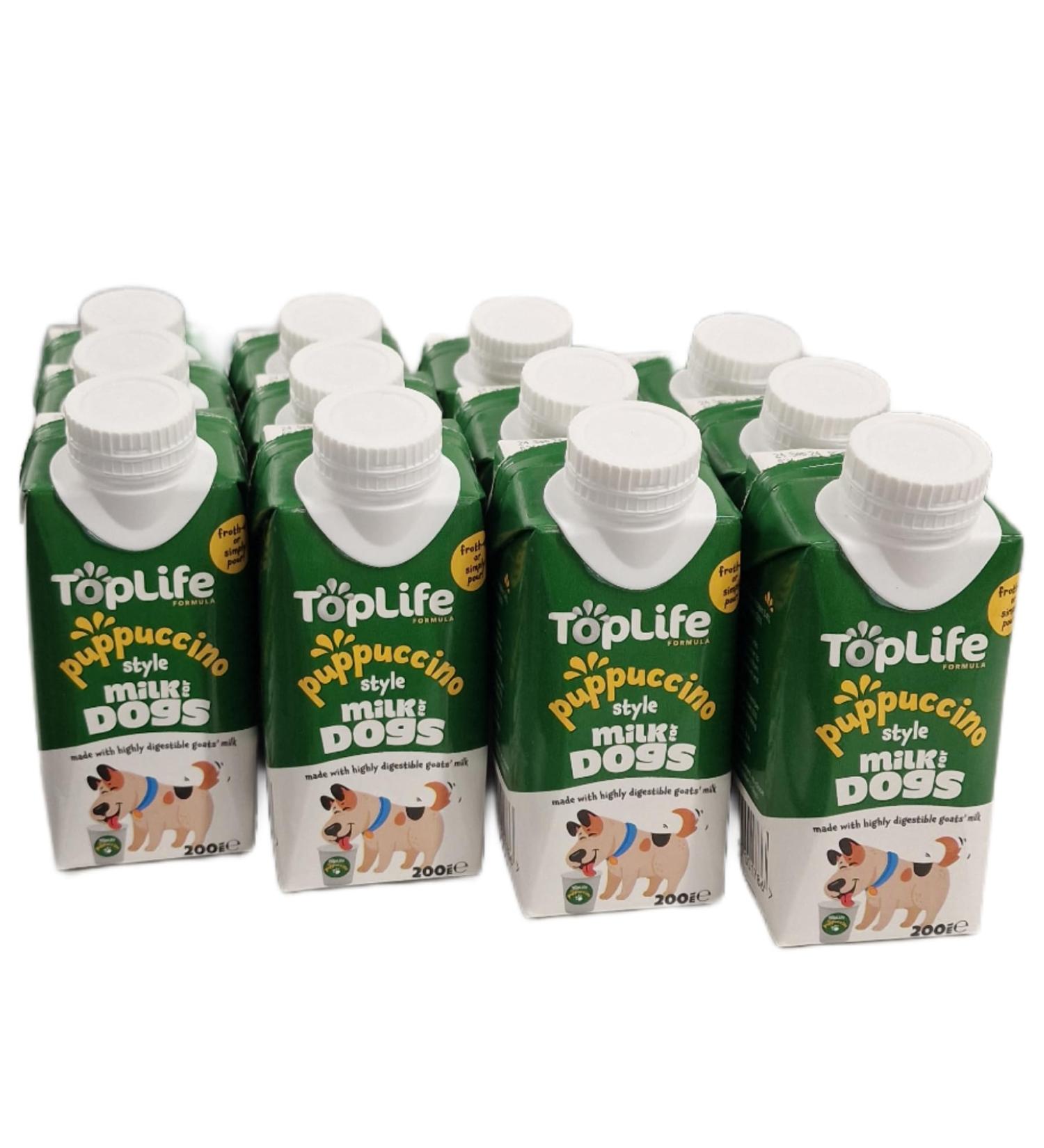 12x 200ml TopLife PUPPUCINO style milk for dogs (OVER 12 MONTHS OLD) - froth up or simply pour goats milk - Buy Online on GoSupps.com