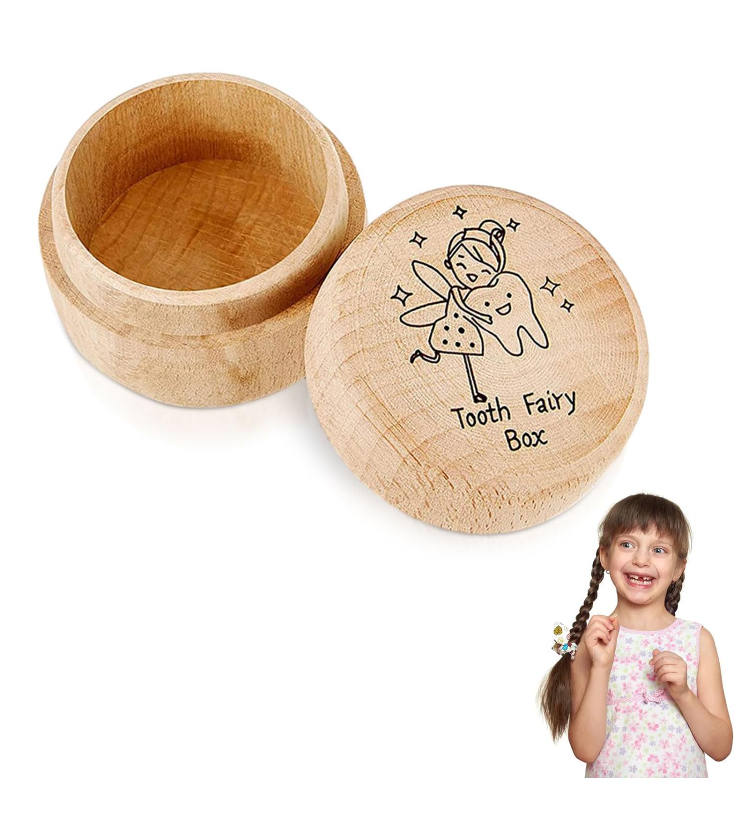 Wooden Tooth Fairy Box for Girls - Kids Keepsake Organizer - Tooth Storage Box - Cute Tooth Holder - Lost Teeth Keepsake - Ideal for Birthday and Baby Shower - Wood Color - Buy Online on GoSupps.com