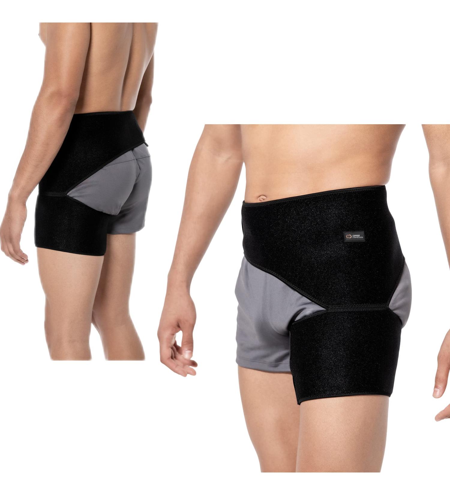 Copper Compression Groin Thigh Sleeve - Hip Support Wrap for Men and Women - Adjustable Neoprene Brace for Quads, Hamstrings, Lower Back, Sciatica, Hip Flexor, Arthritis - One Size - Buy Online on GoSupps.com