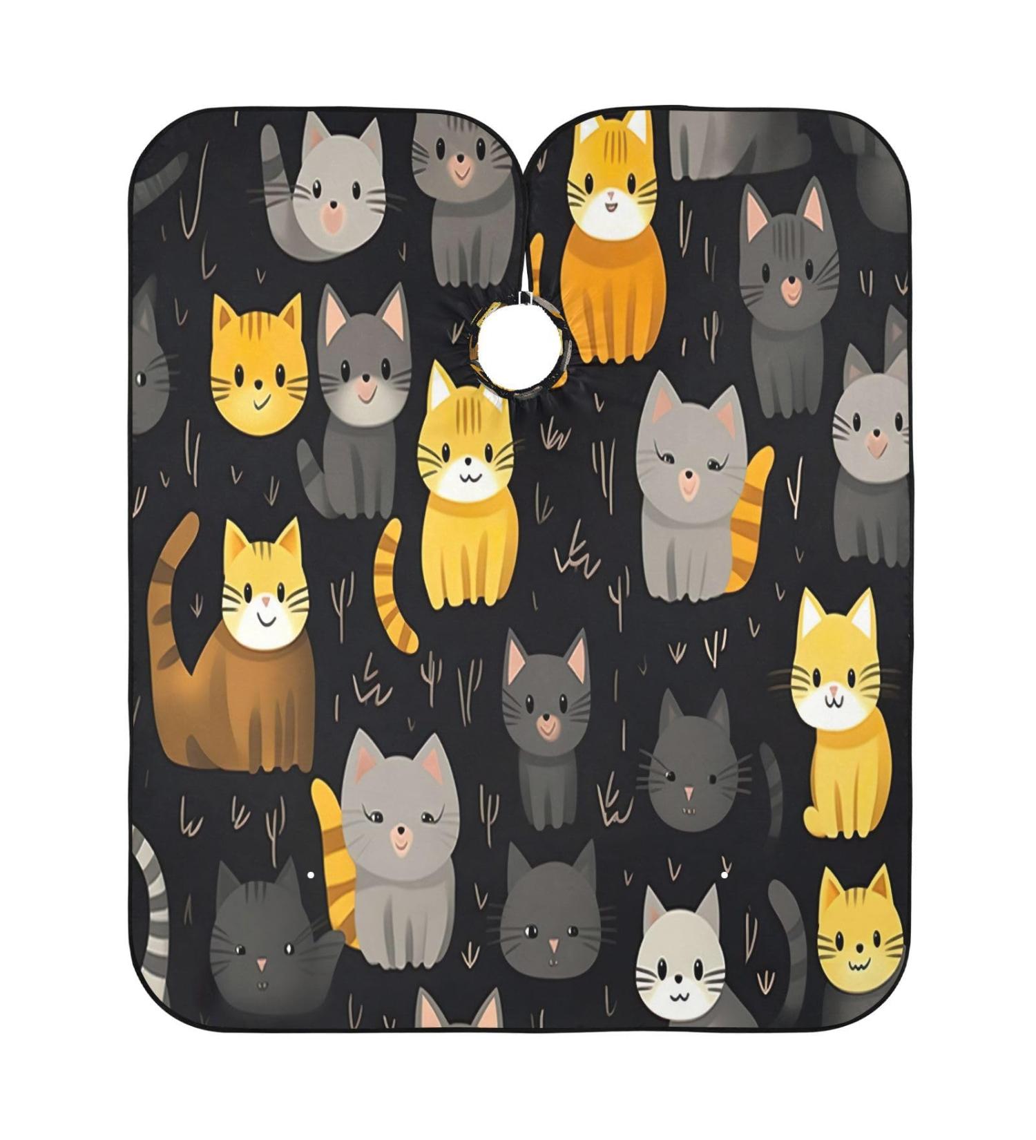 Kigai Cartoon Cats Barber Cape | Waterproof Hair Cutting Cape for Men & Women | Adjustable Salon Hairdressing Cape - Buy Online on GoSupps.com
