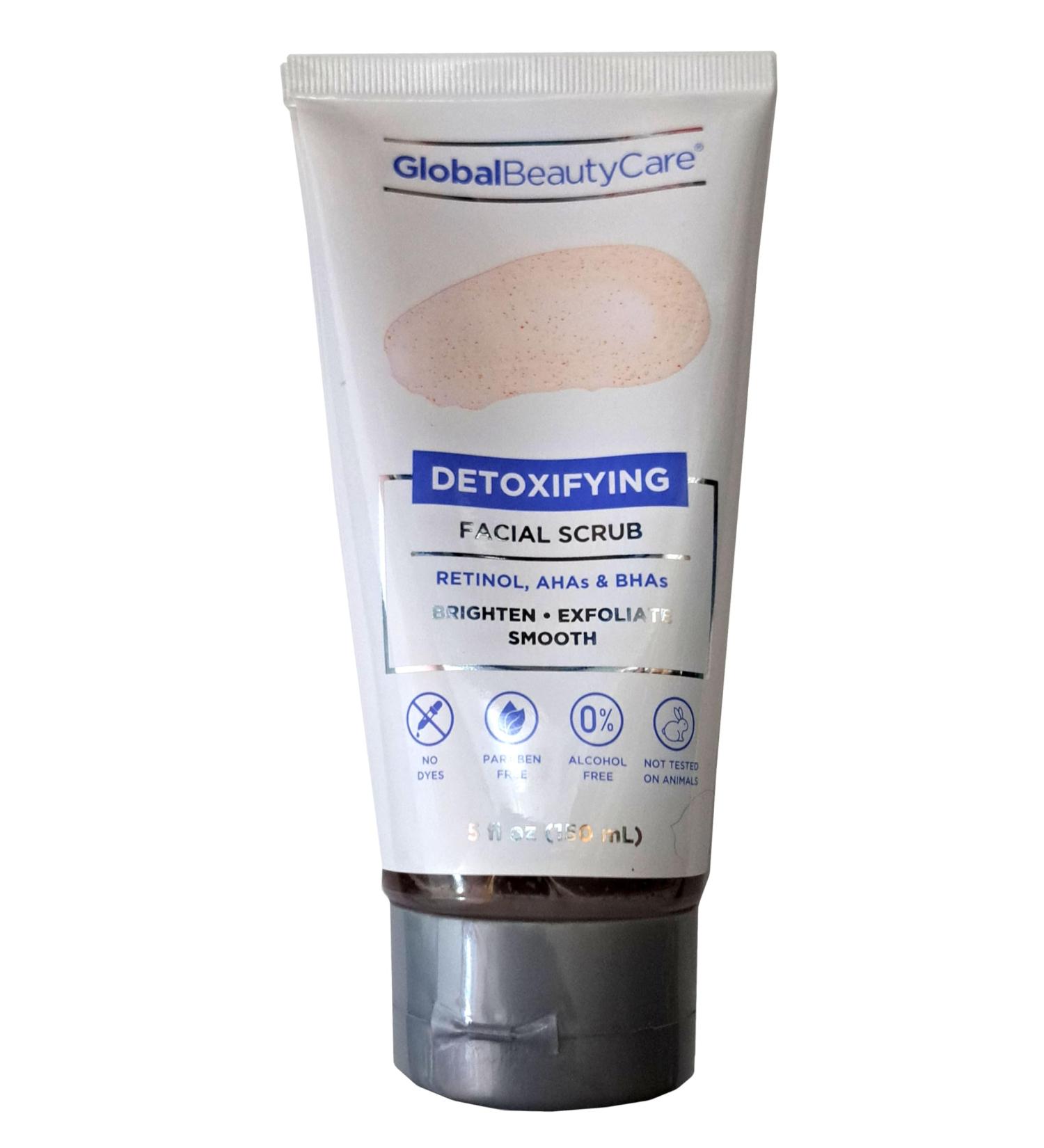 Global Beauty Care - Detoxifying Facial Scrub - Retinol AHAs & BHAs Brighten Exfoliate Smooth 5fl oz